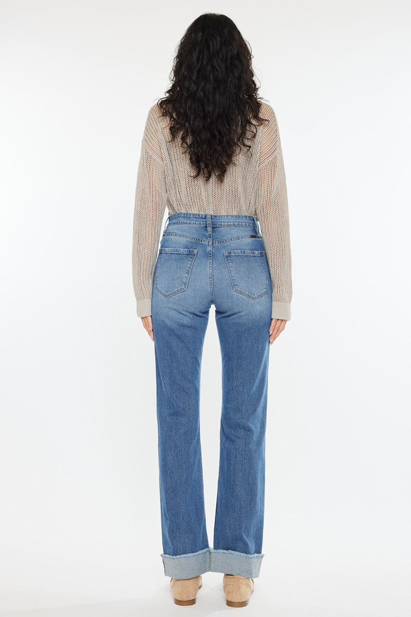 Trini Essentials High Rise Straight Jeans for Women - Classic Slim Fit Denim Pants with Stretch, Comfortable Everyday Wear for Office, Casual & Date Night Outfits
