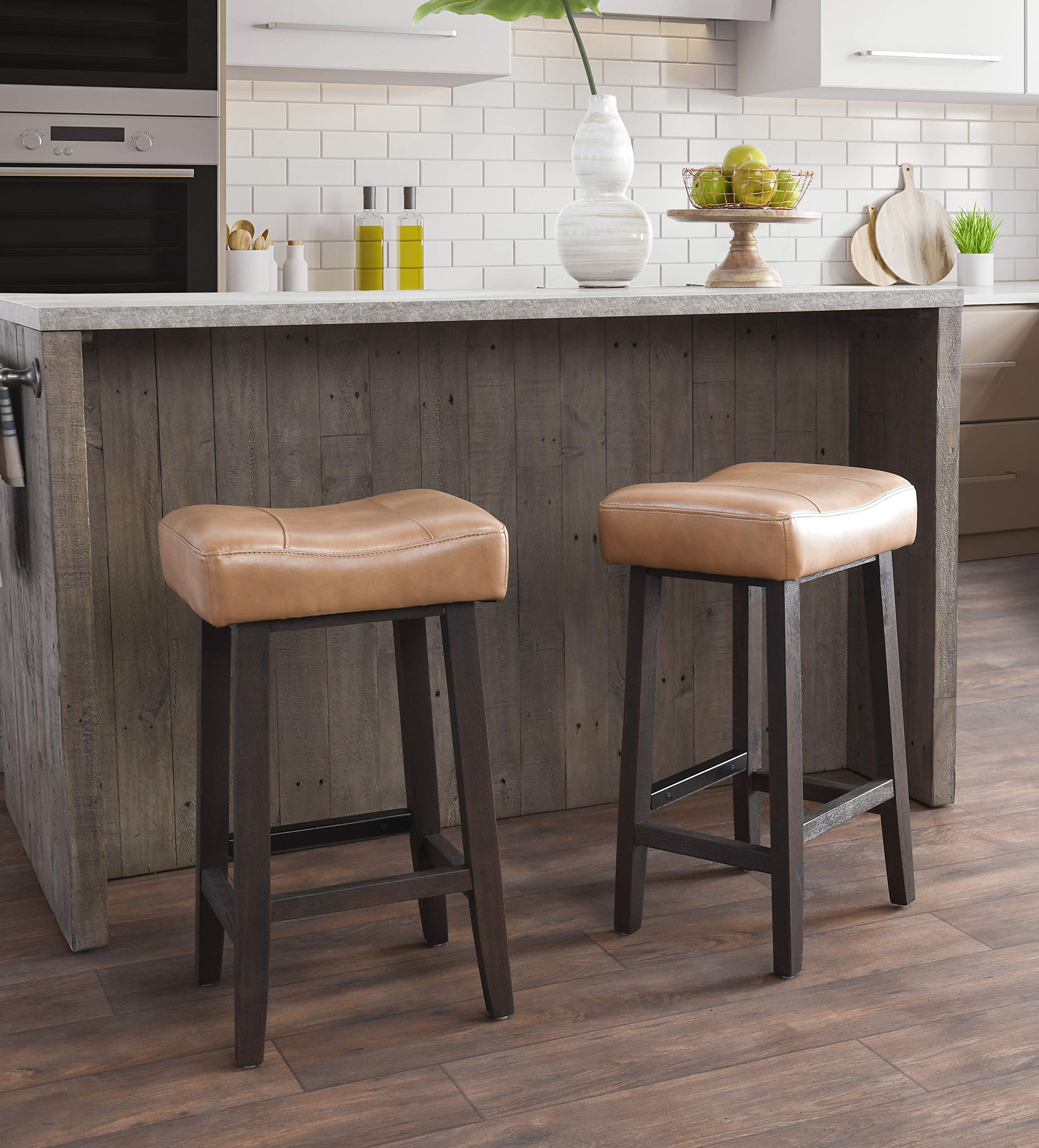 Kosas Home Lauri Backless Counter Stool with Vegan Leather Cushion 26