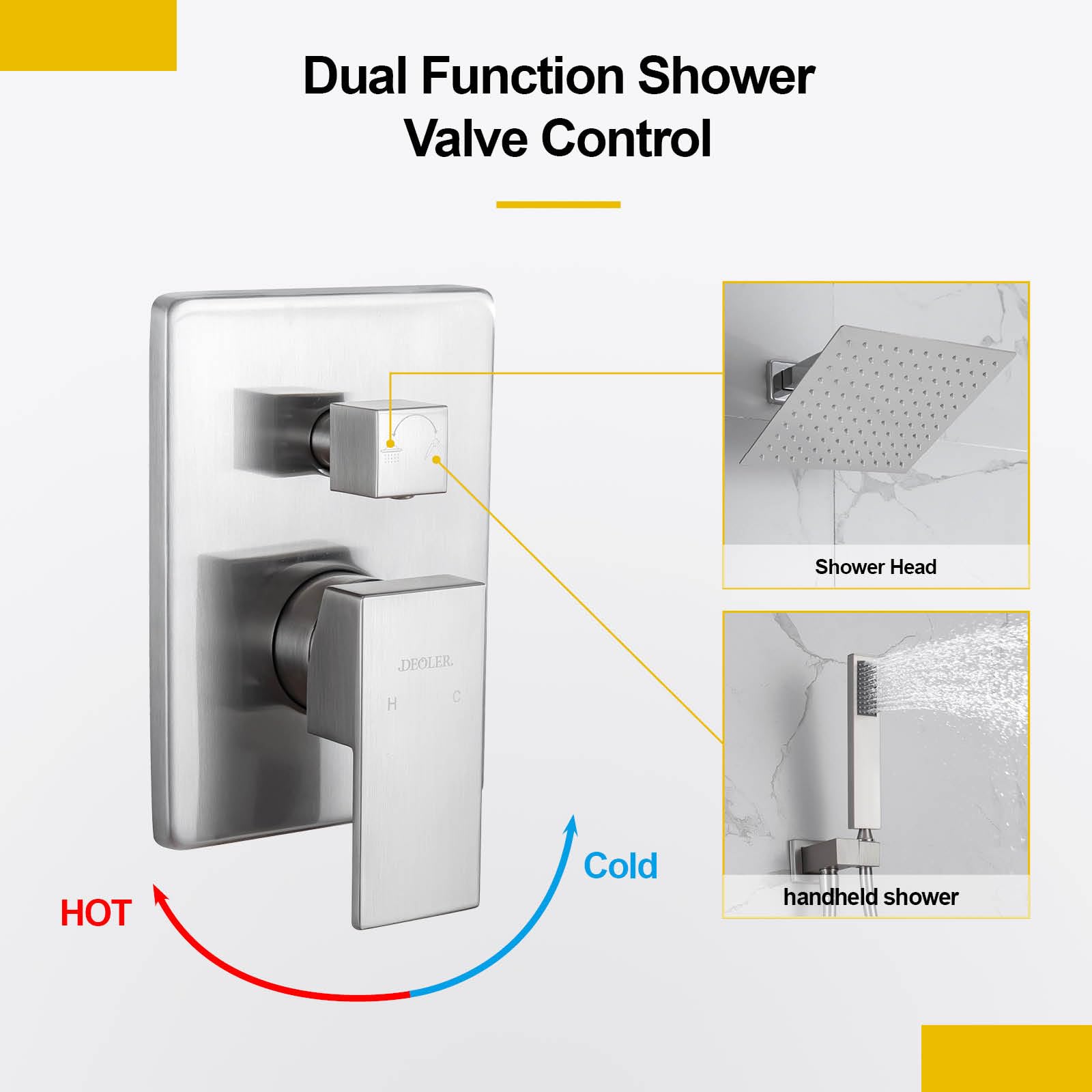 Luxury 10 Inch Rain Shower System with Handheld Shower Head - Wall Mounted Bathroom Faucet Set with Rough-in Valve & Trim Kit in Brushed Nickel - Perfect for Spa-Like Shower Experience in Master Bathrooms & Modern Home Renovations