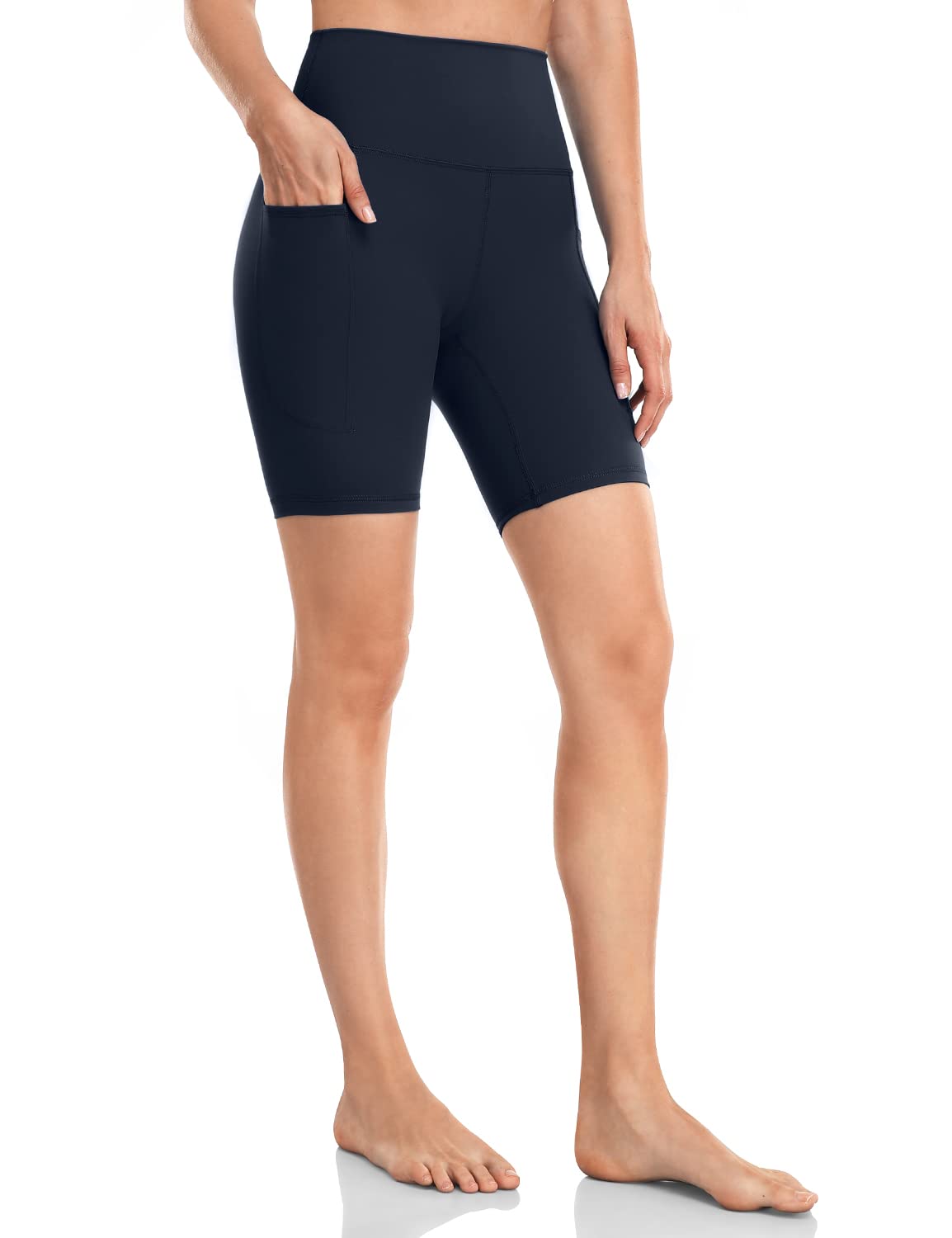 HeyNuts Women's High Waist Compression Yoga Shorts with Side Pockets - 4