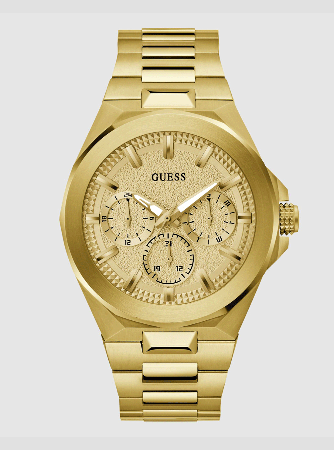 Luxury Gold Dashboard Link Watch for Men - Elegant Stainless Steel Bracelet, Waterproof & Scratch-Resistant - Perfect for Business, Formal Events & Daily Wear