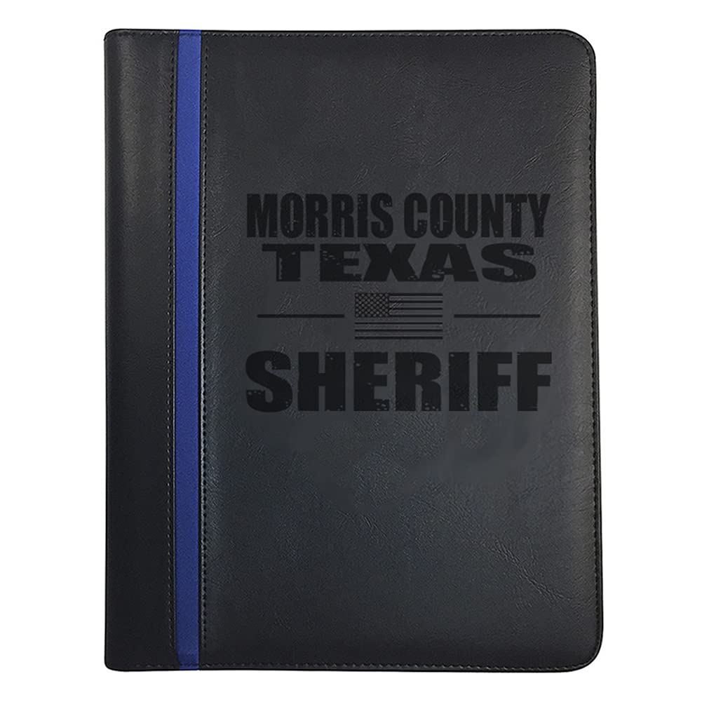 Texas Deputy Sheriff Padfolio - Thin Blue Line Portfolio with Prayer Print, 3 Police Laptop Stickers & Car Magnet | Law Enforcement Gift for Officers, Appreciation Present | Perfect for Police Academy Graduation, Duty Use & Support Blue Lives