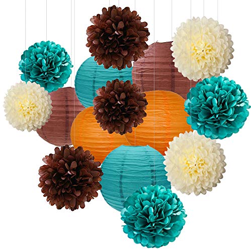 Orange/Teal/Ivory/Browns