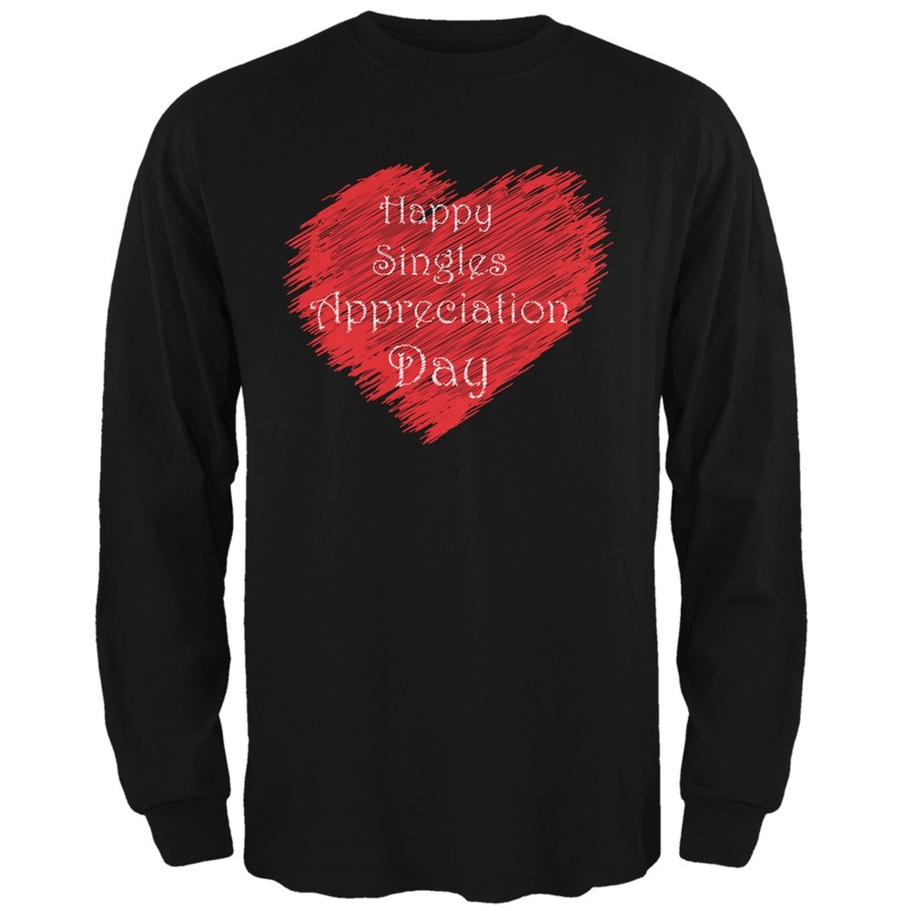 Old Glory Scribble Singles Appreciation Day Black Long Sleeve T-Shirt for Men - Patriotic Graphic Tee for Casual Wear, Holidays & American Pride Celebrations