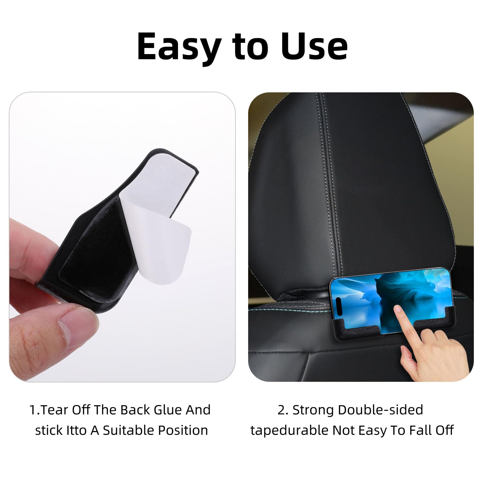 Bewudy 2-Pack Car Phone Holder - Adjustable Dashboard & Wall Mount for Home & Back Seat Use