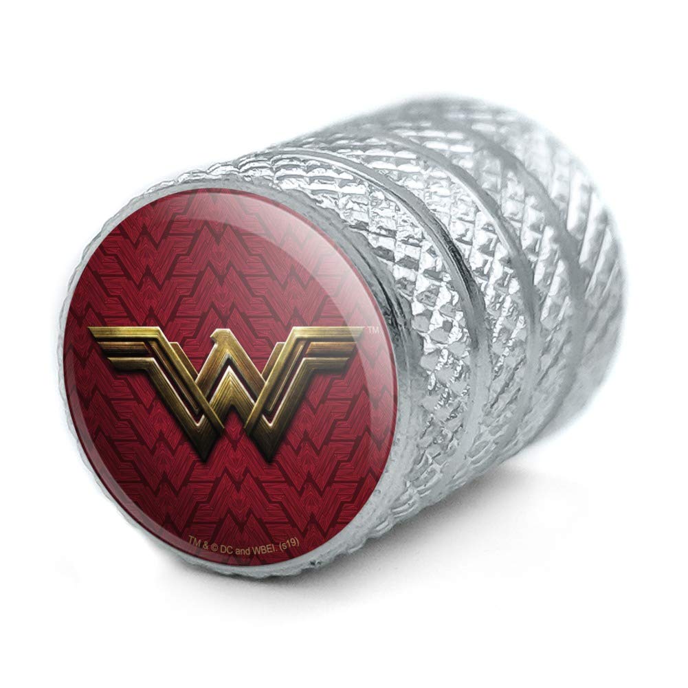 Justice League Wonder Woman Logo Aluminum Valve Stem Caps - DC Comics Superhero Car Accessories for Wheels & Rims - Perfect for DC Fans, Car Enthusiasts & Movie Collectors