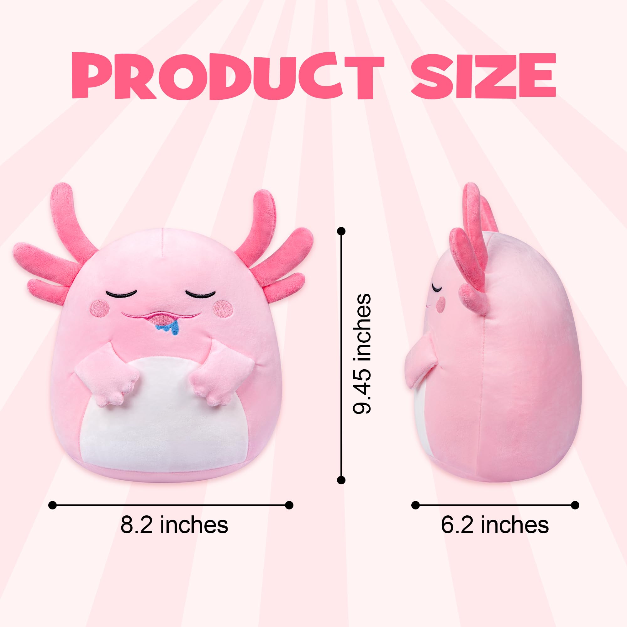 Cute Axolotl Plush Toy - Soft Stuffed Animal Pillow (9.45 inches) for Room Decor, Hugging Companion & Birthday Gifts - Perfect for Kids' Rooms, Nursery Decor, and Cuddling