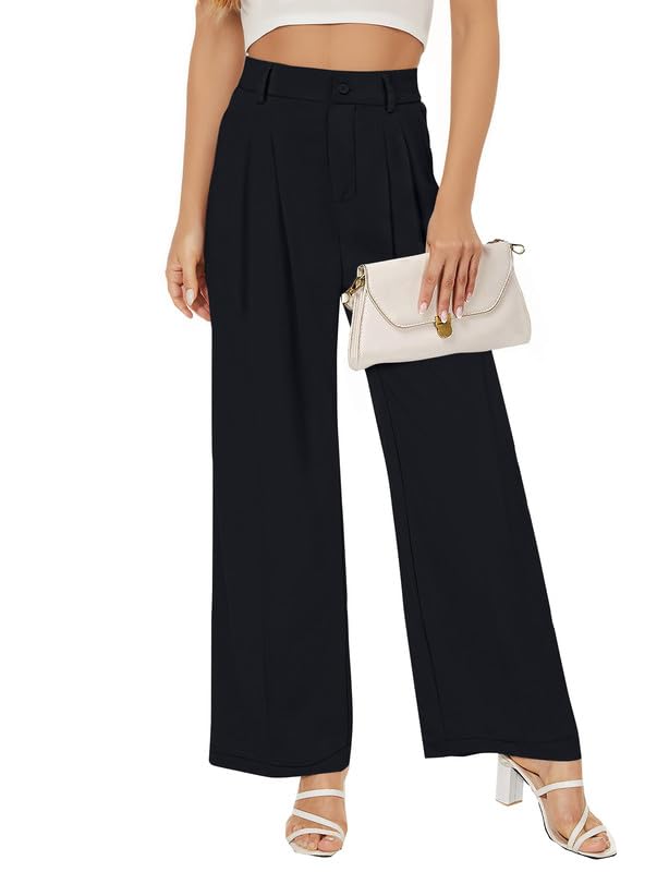 Stylish Women's High Waisted Wide Leg Dress Pants - Business Casual Work Trousers for Office & Formal Occasions | Comfortable Straight Leg Slacks for Professional Outfits & Dressy Looks