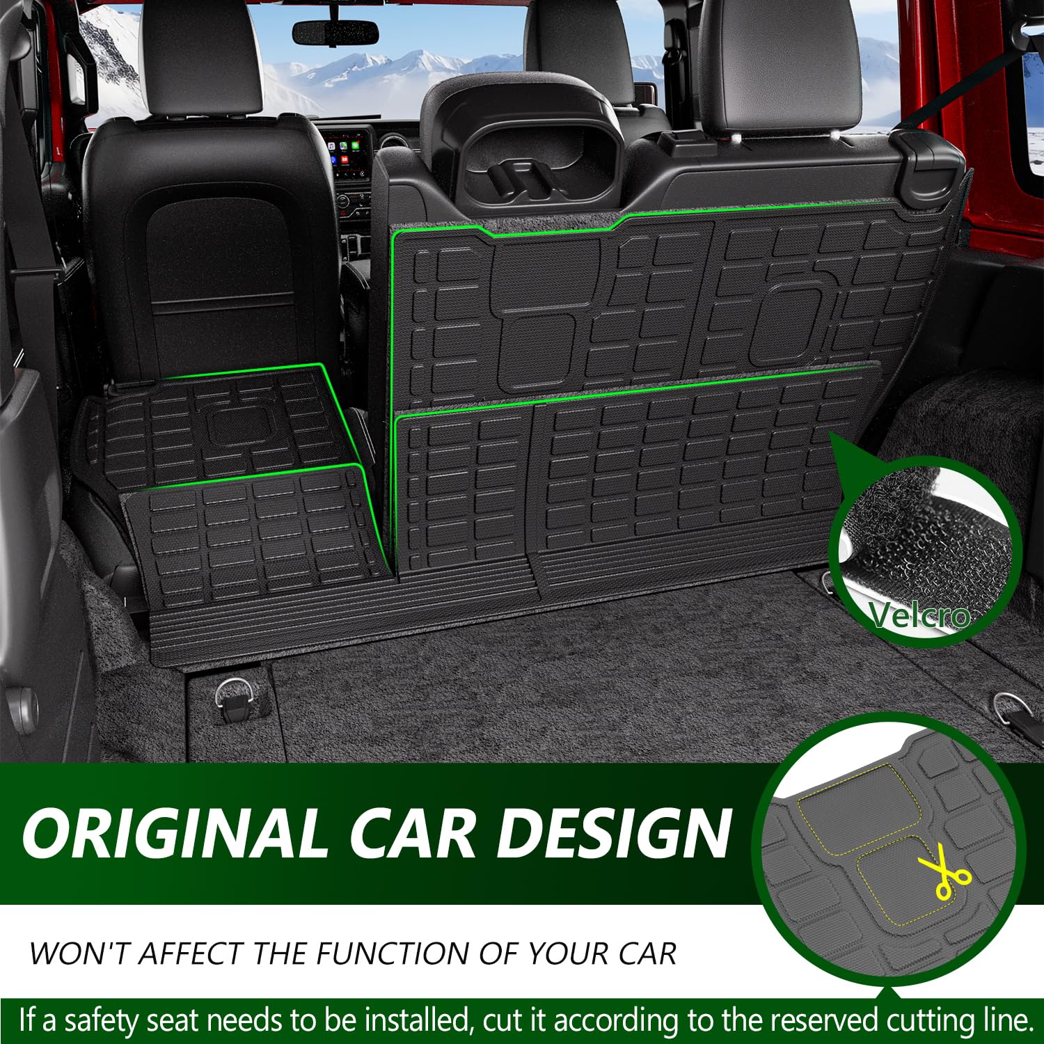 TPE Back Seat Protector & Cargo Mat for 2018-2024 Jeep Wrangler JL Unlimited 4X4 | Durable Backrest Cover Accessories | Perfect for Off-Roading, Camping & Daily Commute (Fits 18-24 JL Models)