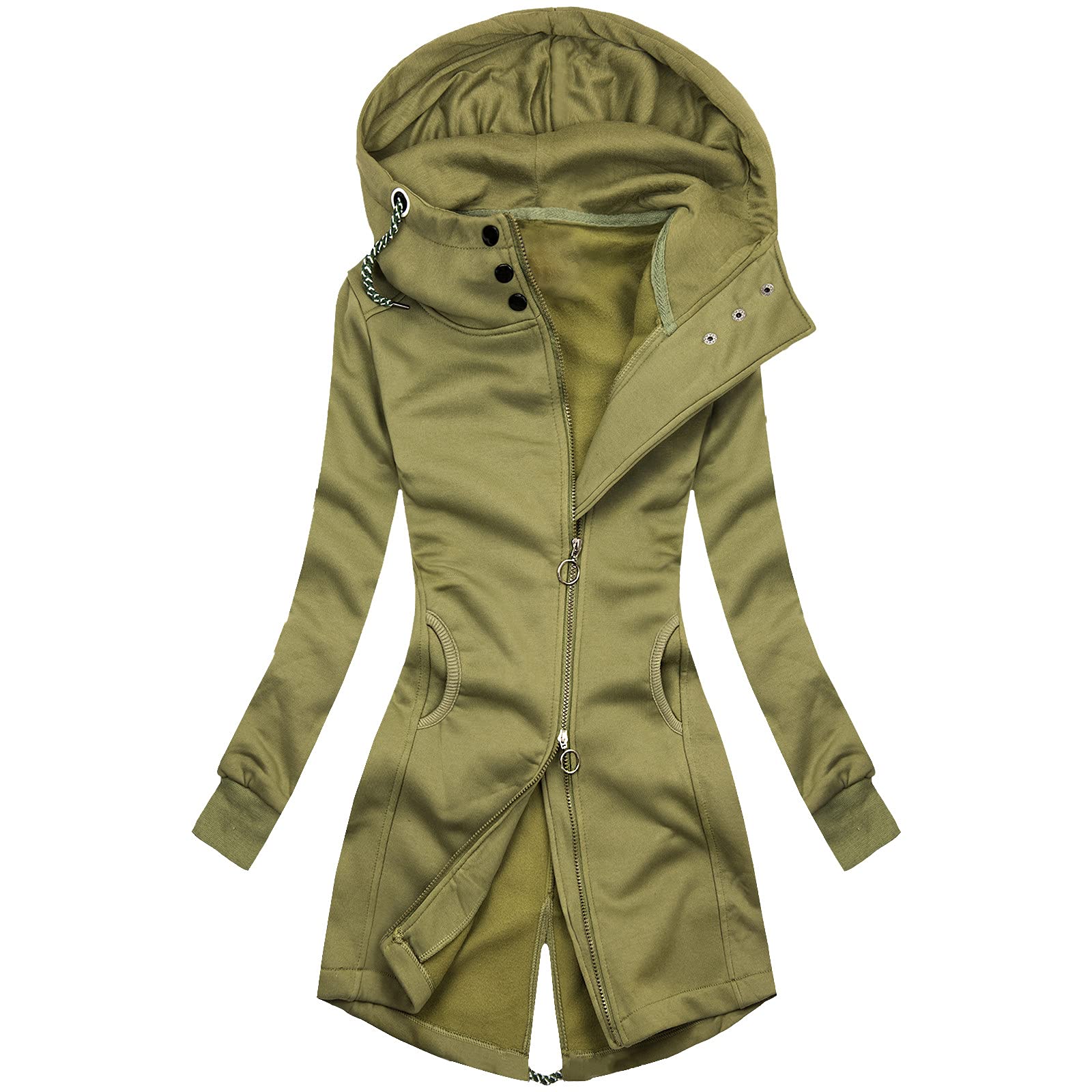 Bidobibo Women's Winter Jacket - High Collar Zip Up Hoodie Sweatshirt, Trendy Solid Color Fall Sweater | Perfect for Outdoor Activities, Casual Wear & Cold Weather Fashion