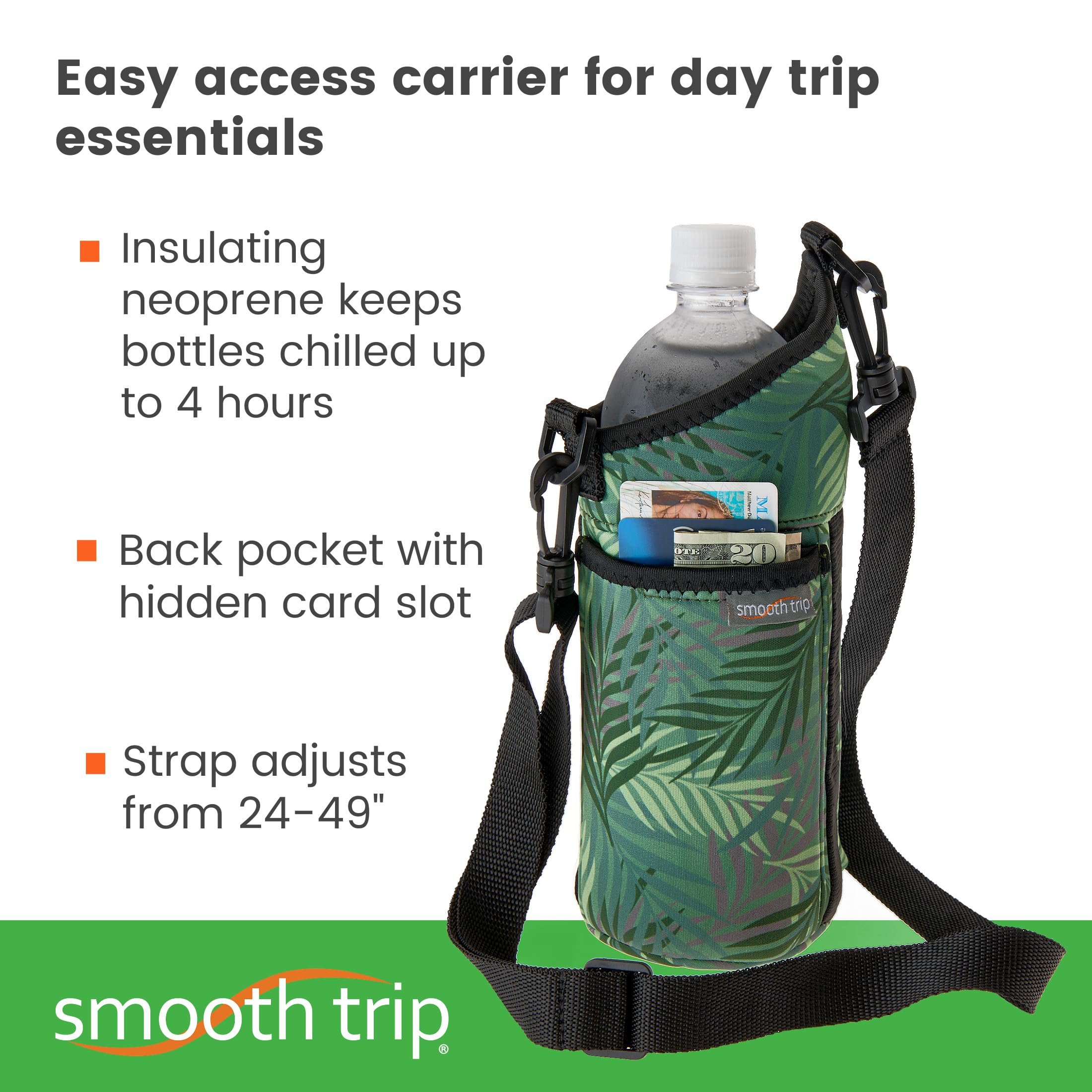 **Insulated Neoprene Water Bottle Holder with Adjustable Strap & Phone Pouch - Fits 32 oz Bottles for Hiking, Walking, Gym & Outdoor Activities**