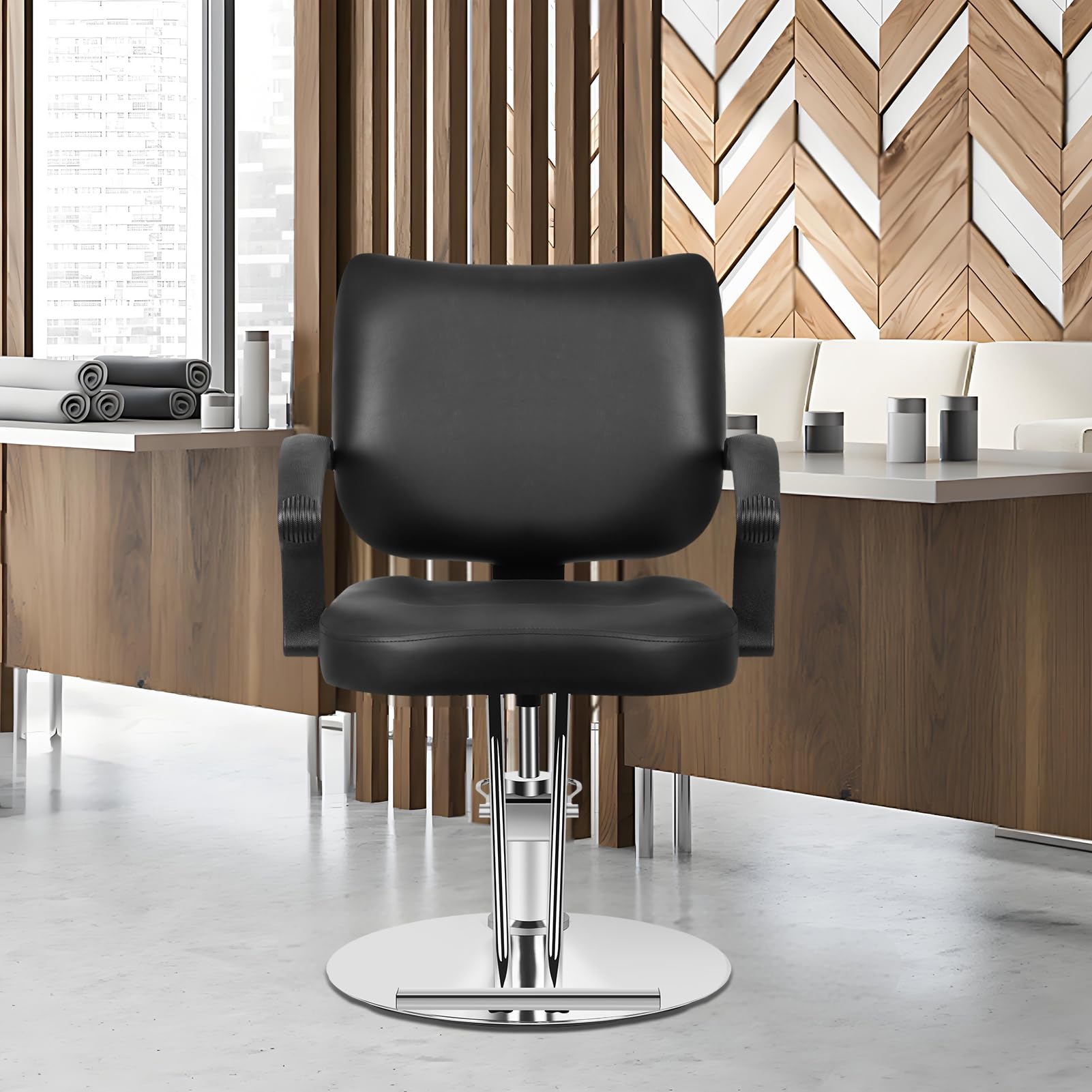 Professional Hydraulic Barber Chair - Heavy Duty Salon Stylist Chair with 360° Swivel & Hydraulic Pump, Max Load 330 lbs - Perfect for Hair Salons, Barber Shops & Home Use