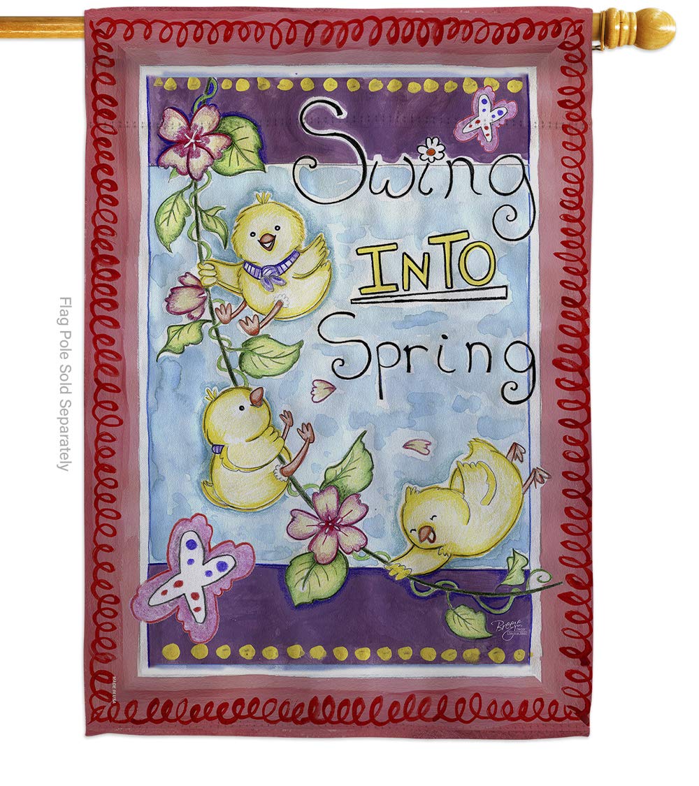 Spring Wildlife House Flag - Flamingo Hummingbird Cardinal Peacock Design | 28x40 Inch Decorative Yard Banner | Made in USA | Perfect for Spring Decor, Garden Parties & Outdoor Celebrations