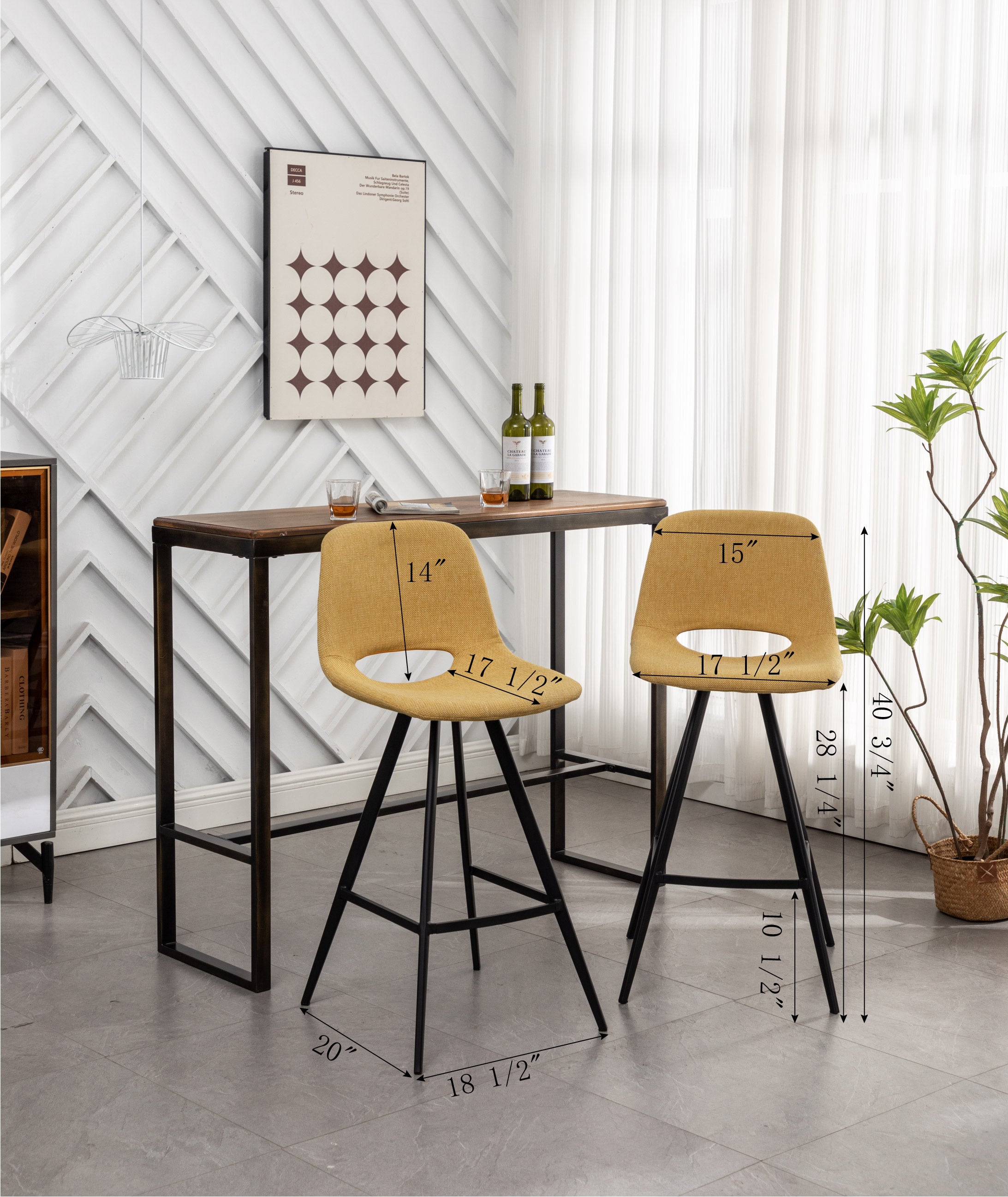 Roundhill Furniture Porth Fabric Kitchen Barstools 28.25