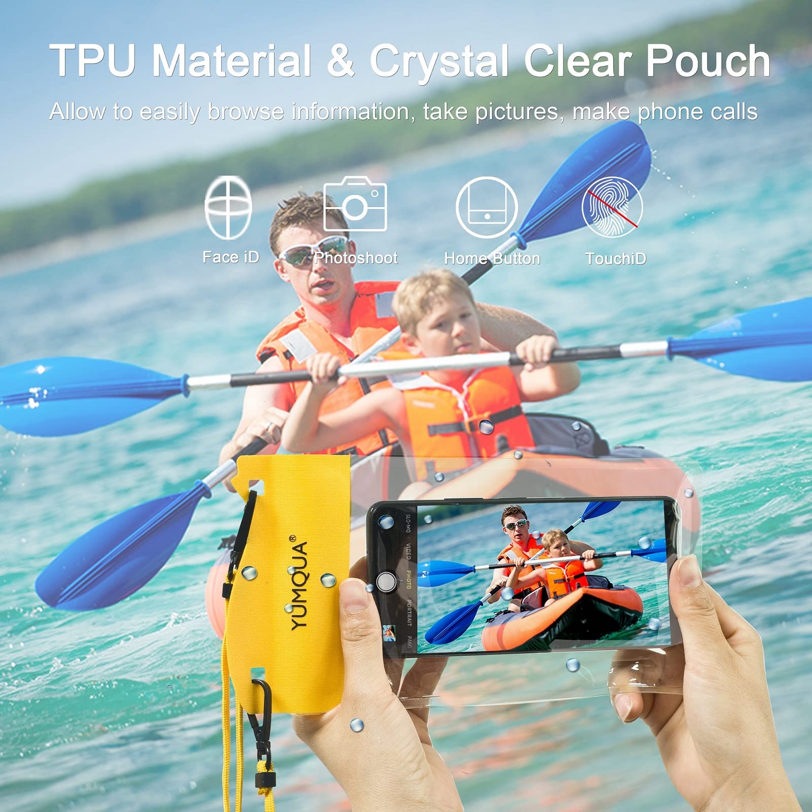 YUMQUA 2 Pack Waterproof Phone Pouch IPX8 Certified - Up to 7.5