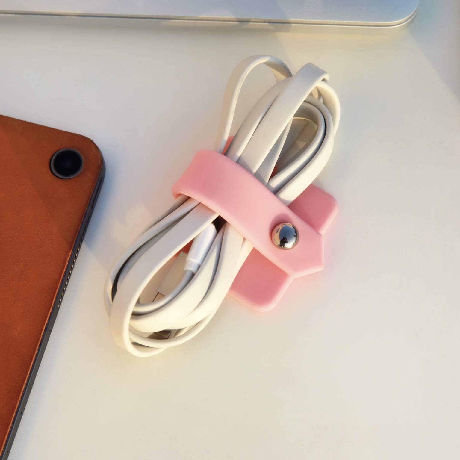 ELFRhino Premium Cord Organizer for Earbuds & Headphones - Cable Winder, Earphone Wrap & Storage Case (Pink) - Perfect for Travel, Office & Home Organization