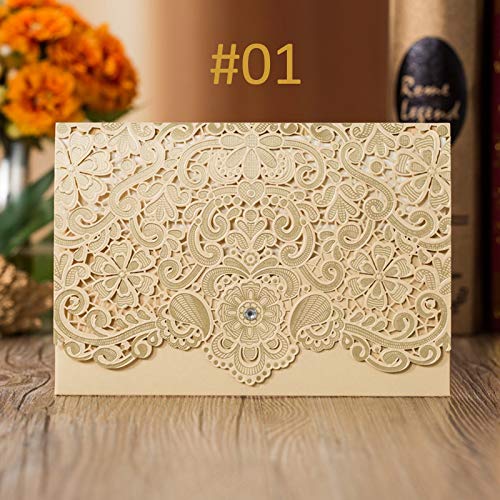 50Pcs Custom Laser Cut Rustic Lace Wedding Invitation Cards - Personalized Kraft Paper Wedding Invites Set with Envelopes - Perfect for DIY Weddings, Bridal Showers & Anniversary Celebrations