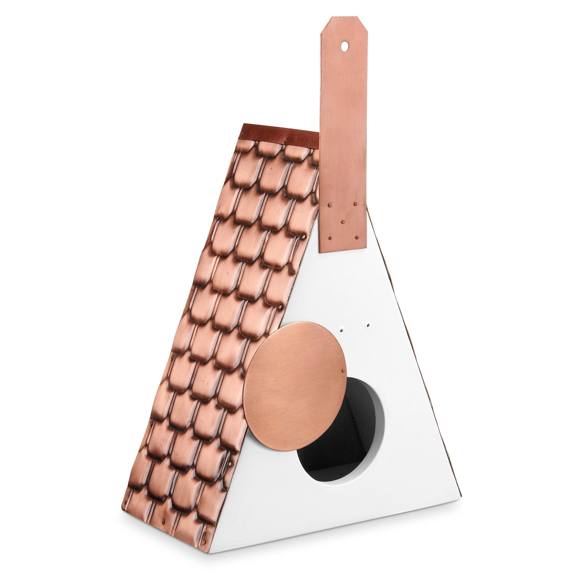 Swiss Chalet Style Bird House with Shingled Copper Roof - Handcrafted Garden Decor for Outdoor Bird Watching & Backyard Decoration