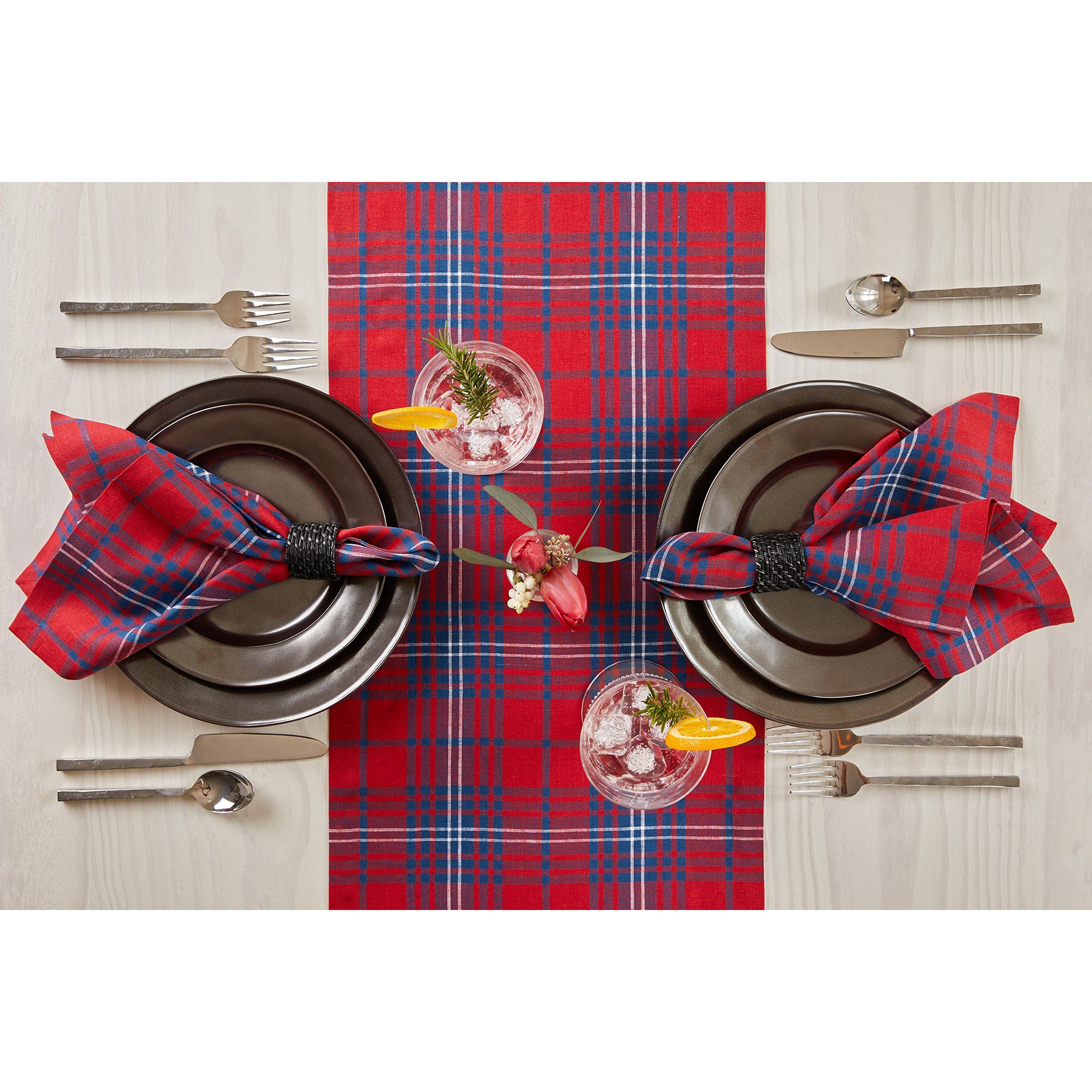 Premium Red Tartan Plaid Napkins Set of 4 - 100% Cotton Decorative Table Linens for Christmas Dinner, Holiday Parties & Scottish-Themed Events