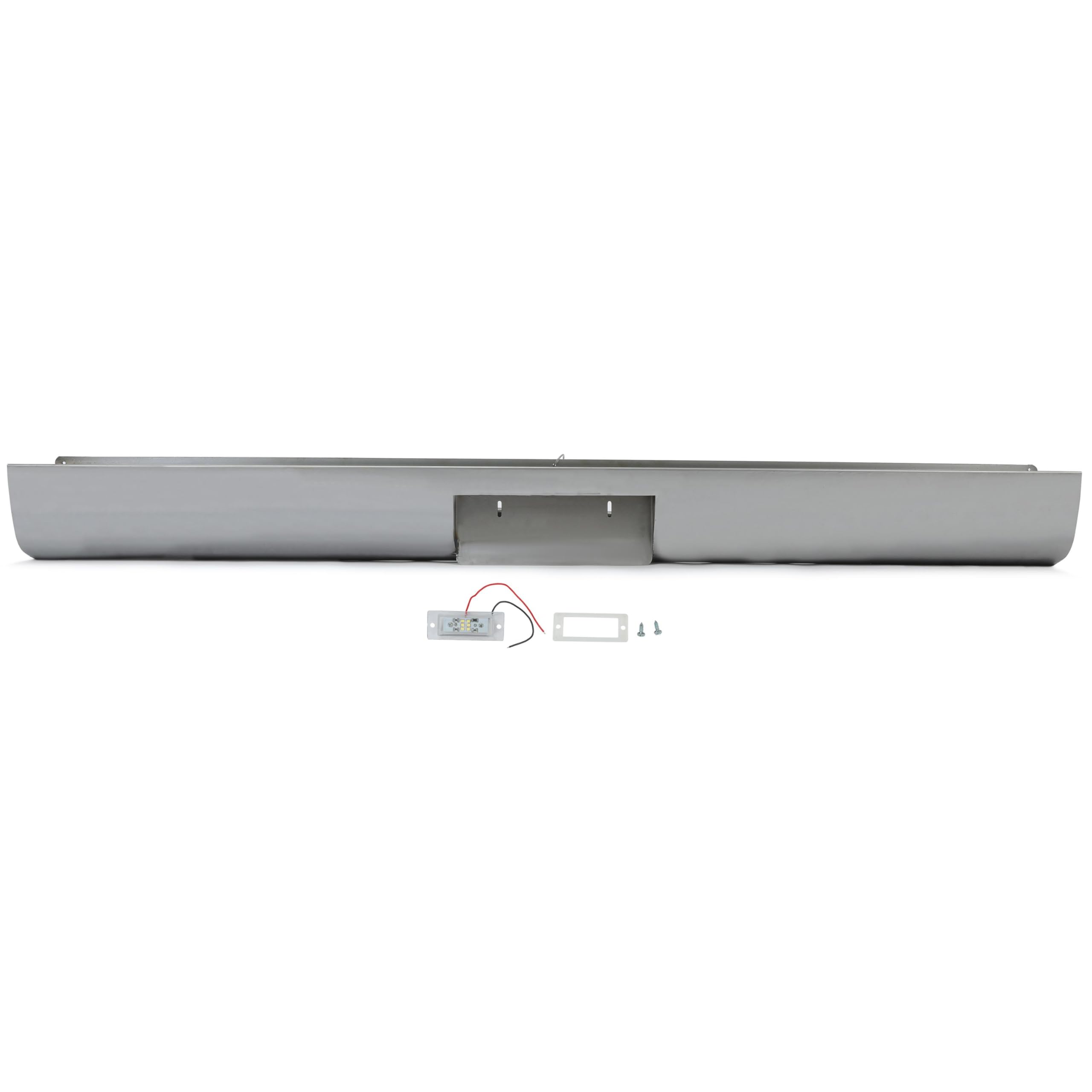 HECASA Rear Roll Pan for 1967-1972 Ford F100 Pickup Fleetside - Steel Truck Roll Pan with LED Lights, Center Plate Box, Anti-Rust Oil & Bare-Metal Finish | Perfect for Restoration & Custom Truck Builds