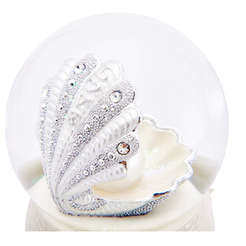 Crystal Music Box with Pearl Snowflake Sequins - Elegant White Musical Gift for Girlfriend, Little Girls - Perfect for Birthdays, Anniversaries & Home Decor