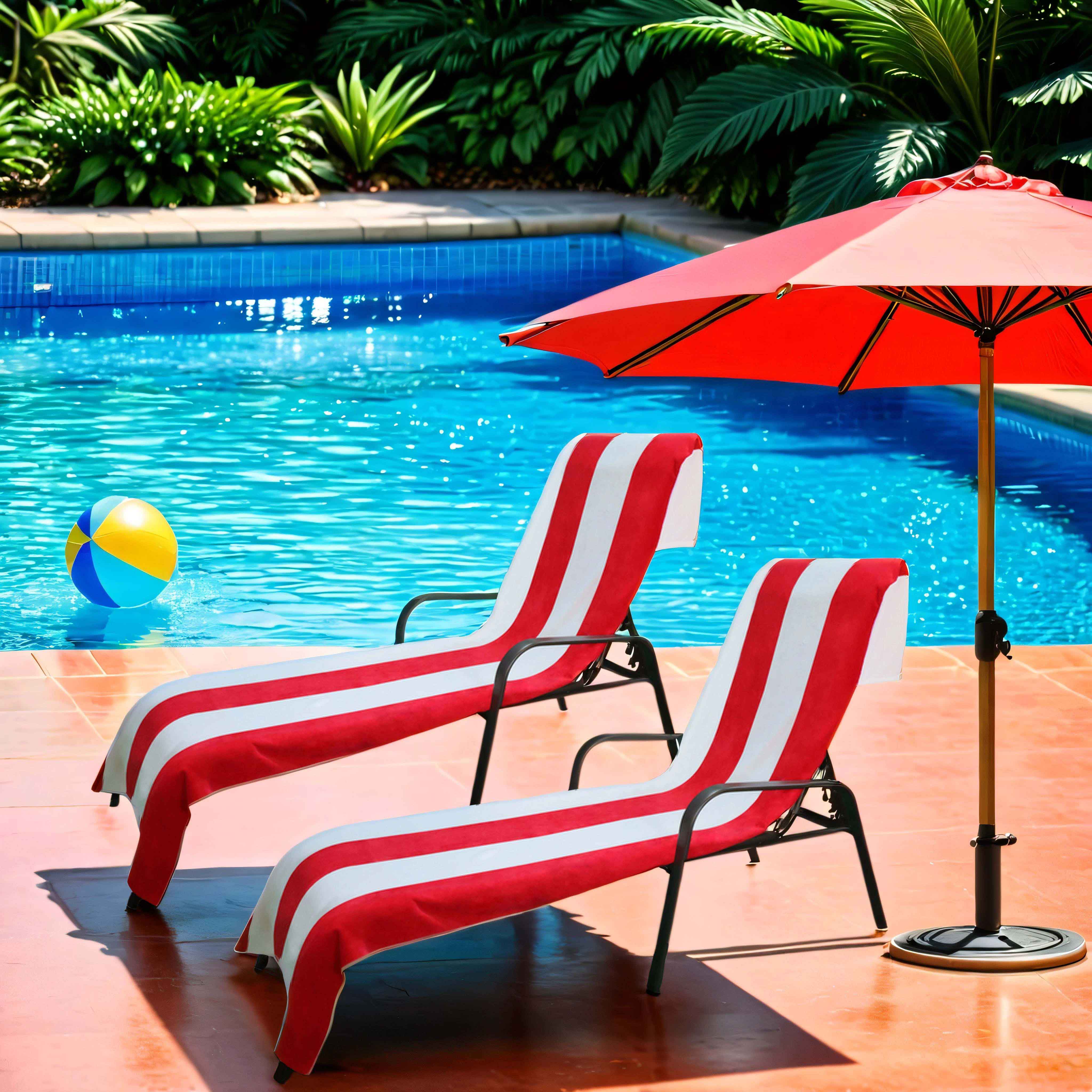 Premium Cabana Striped Cotton Beach Towel & Chaise Lounge Cover - Soft, Absorbent, UV Protection - Perfect for Poolside, Beach Vacations & Outdoor Relaxation