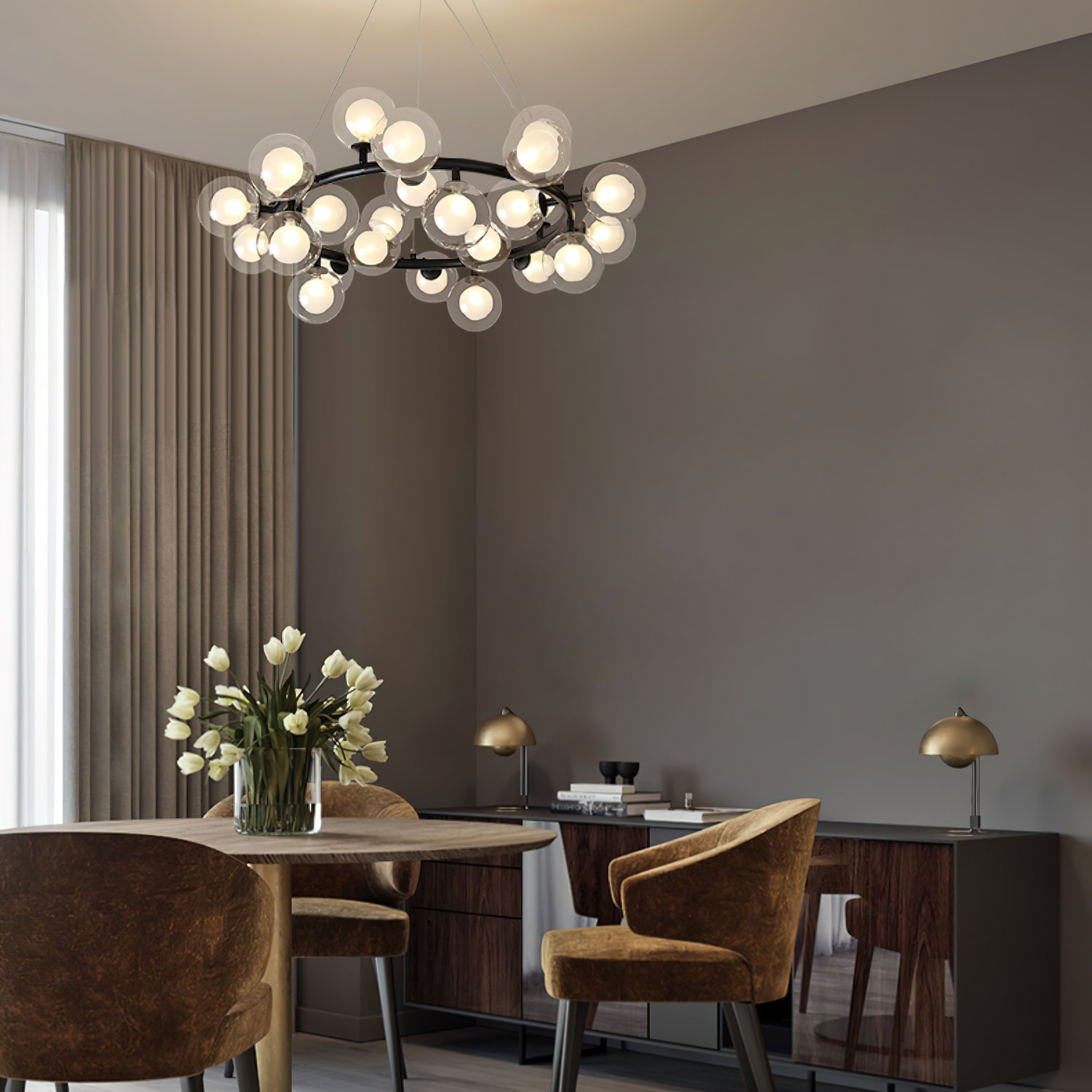 Stylish Bubble Ball Chandelier - Modern Crystal Glass Pendant Light Fixture for Dining Room, Bedroom & Living Room Decor | Perfect for Home, Hotel and Wedding Venue Lighting