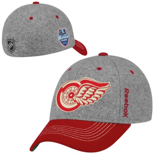 Reebok Detroit Red Wings 2014 Winter Classic Player Structured Flex Hat - Gray/Red | NHL Hockey Fan Gear for Men & Women | Perfect for Games, Tailgating & Collectors