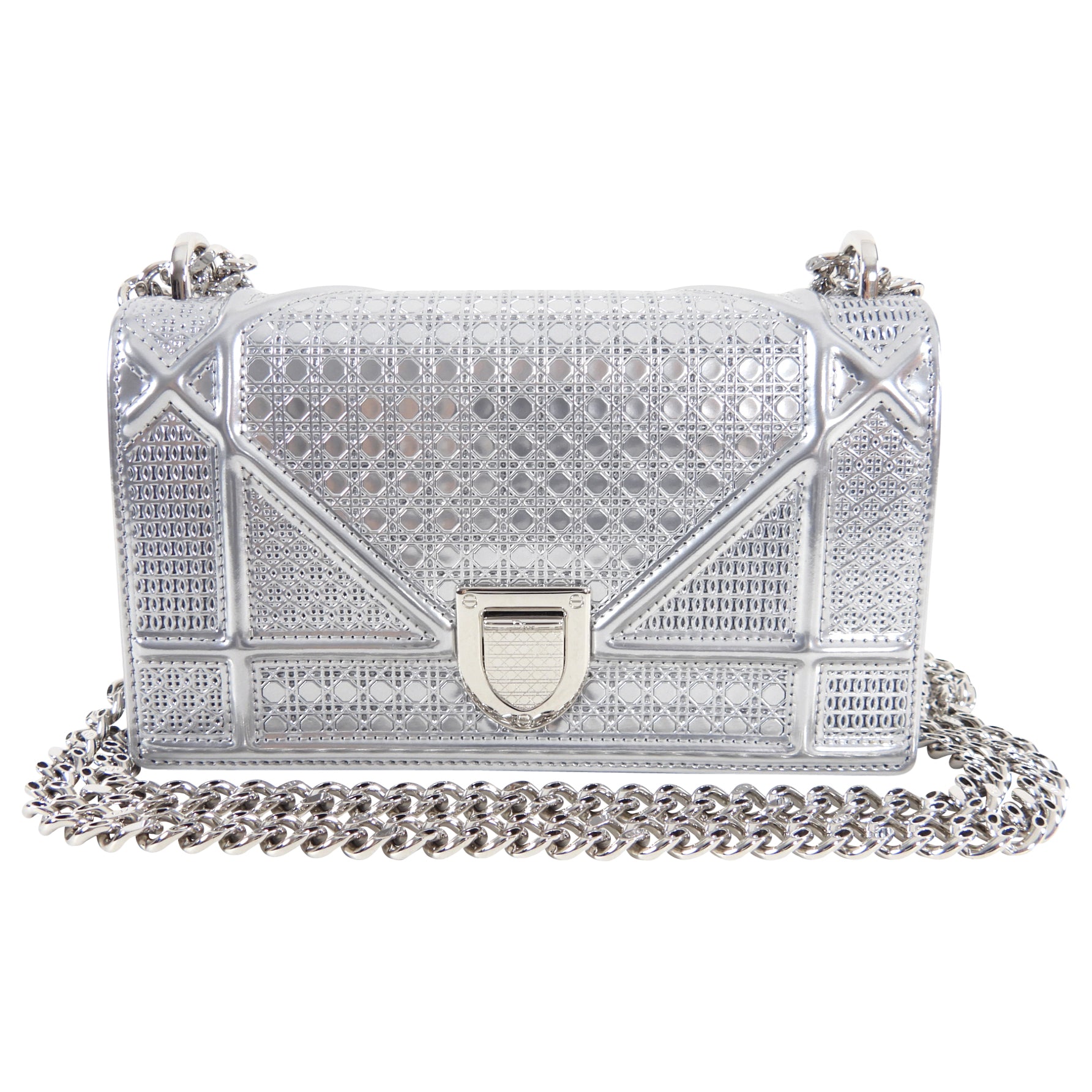 Christian Dior Silver Micro Cannage Mini Diorama Bag - Luxury Crossbody Purse for Women | Perfect for Evening Parties, Date Nights & Special Occasions