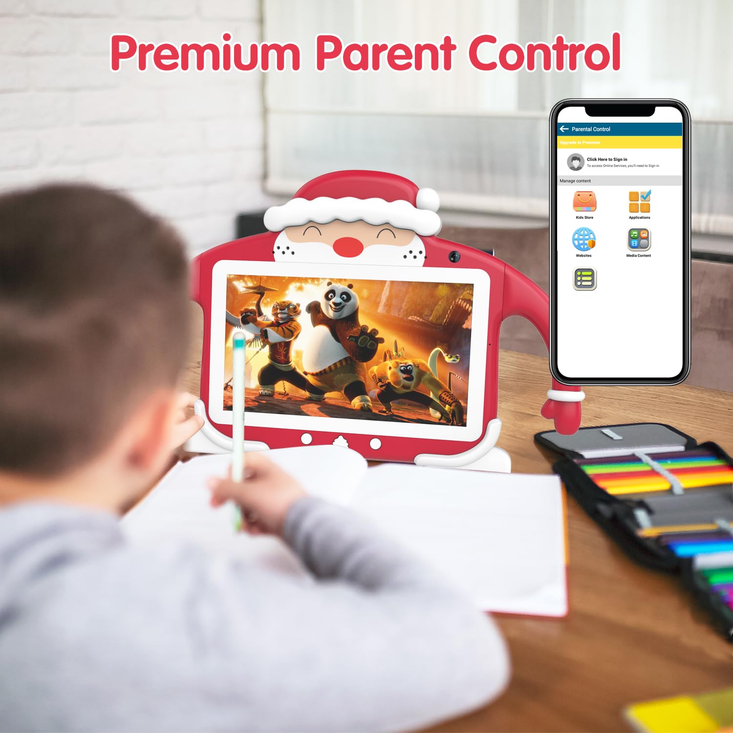 **7 Inch Kids Tablet with 64GB Storage, Android 11.0, Dual Camera & WiFi – Shockproof Handle Case, Parental Control, Netflix – Perfect for Toddlers & Children (Red) – Ideal for Learning, Entertainment & Travel**