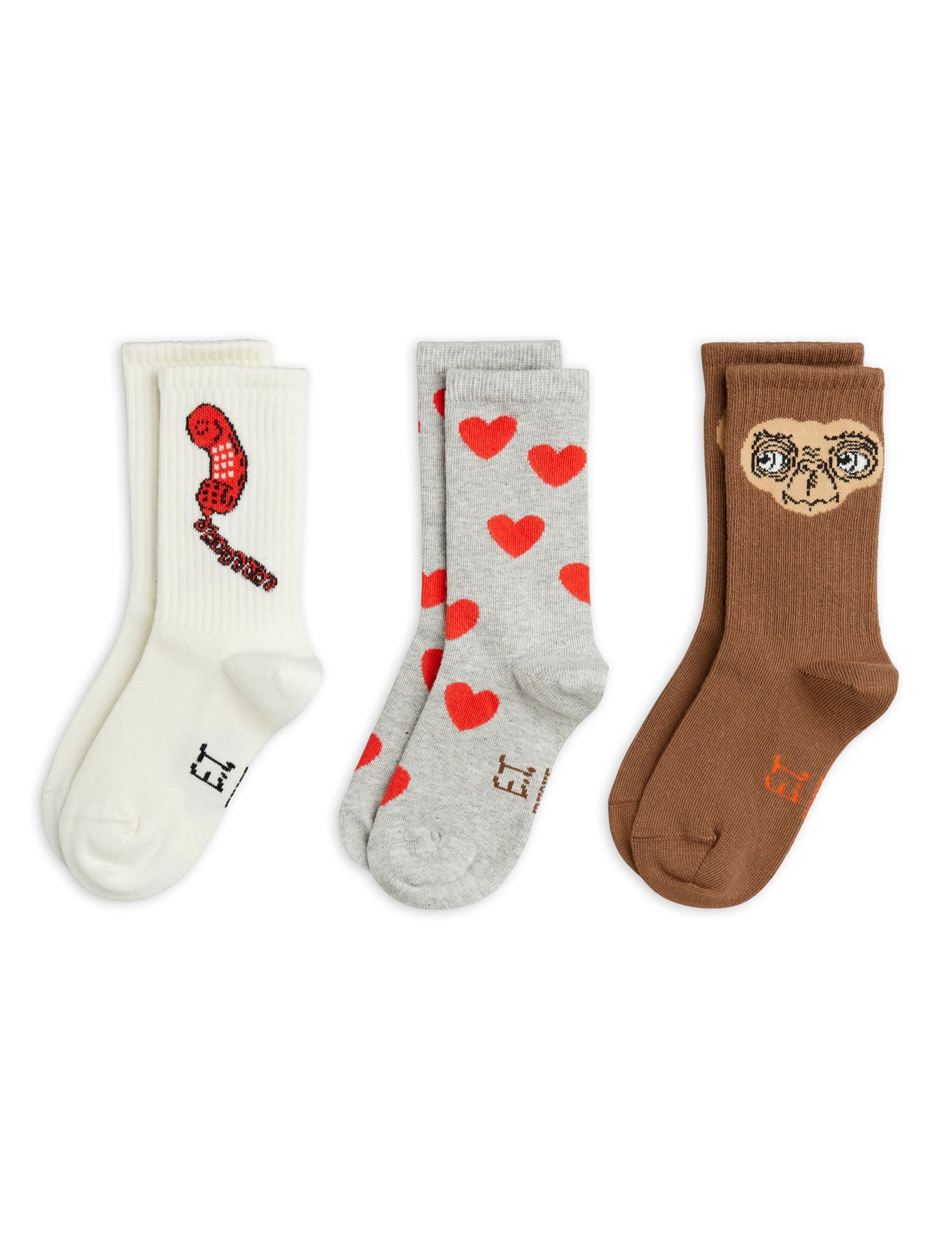 Mini Rodini E.T. Socks 3-Pack - Grey Melange - Soft & Comfortable Kids' Socks for Everyday Wear, School & Playtime