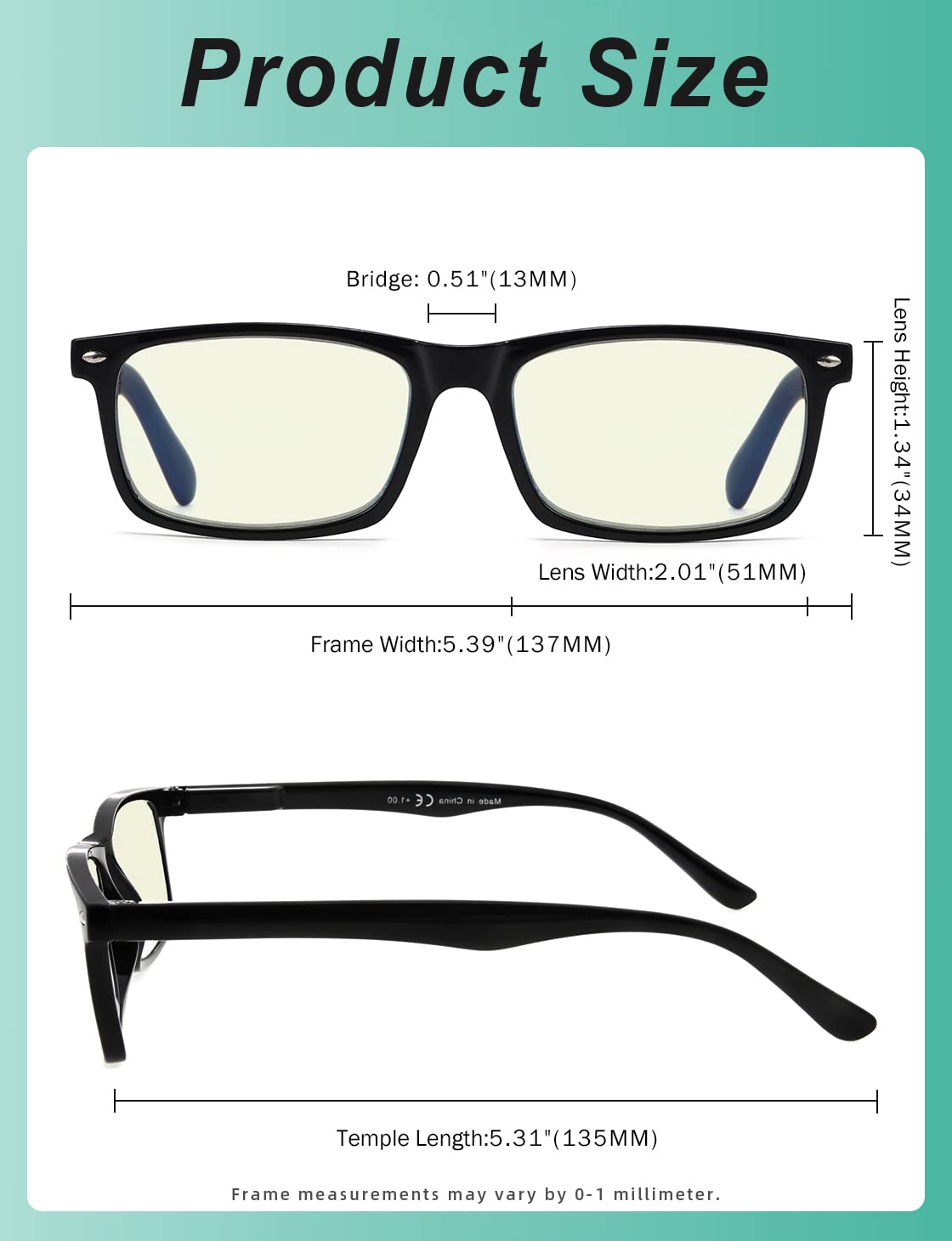 Blue Light Blocking Computer Reading Glasses for Men & Women - Anti-Eye Strain Glasses for Office Work, Gaming & Screen Time (Black)