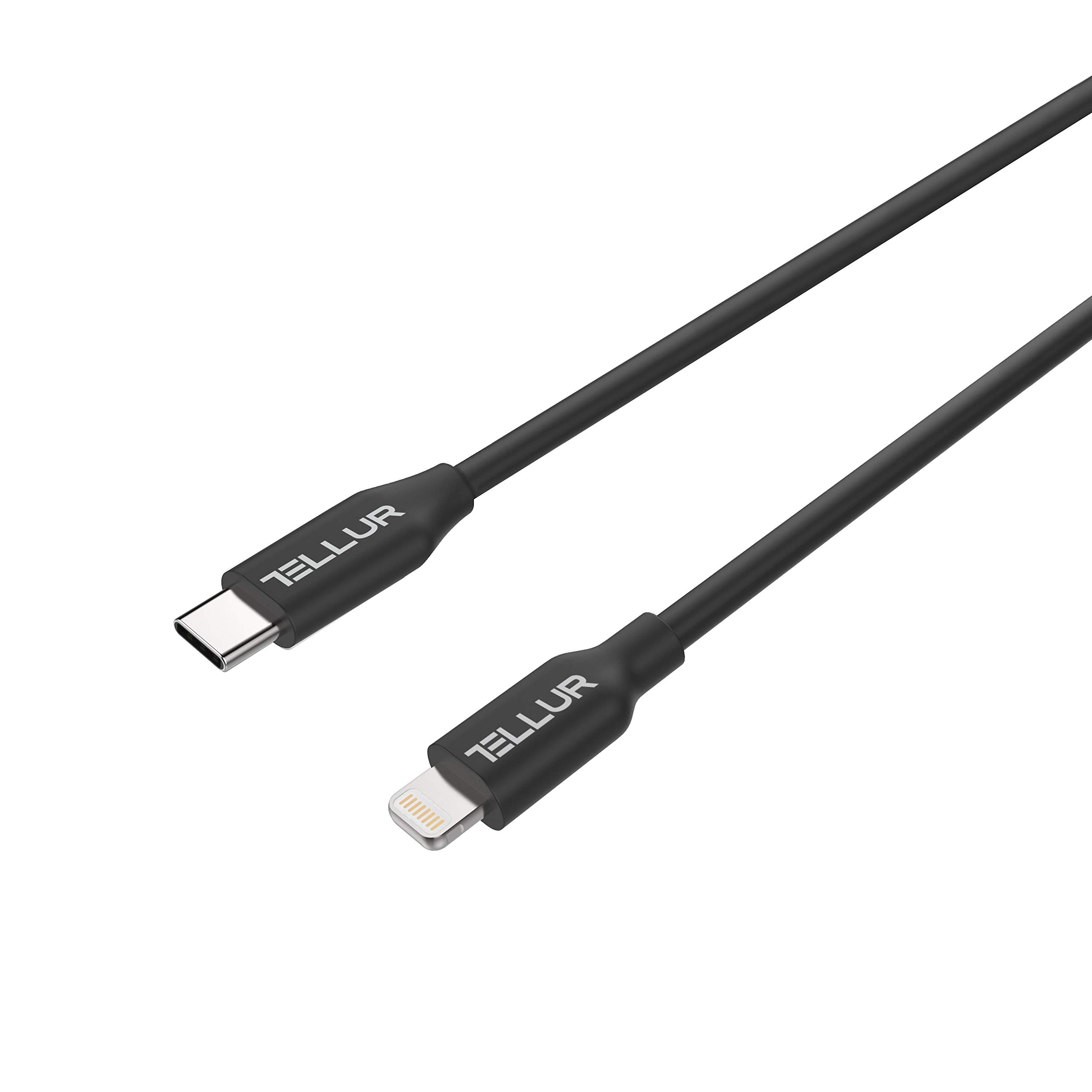 TELLUR MFi Certified USB C to Lightning Cable 1m Fast Charging & Data Sync for iPhone iPad - Durable Black Braided Cord for Home, Office, Travel