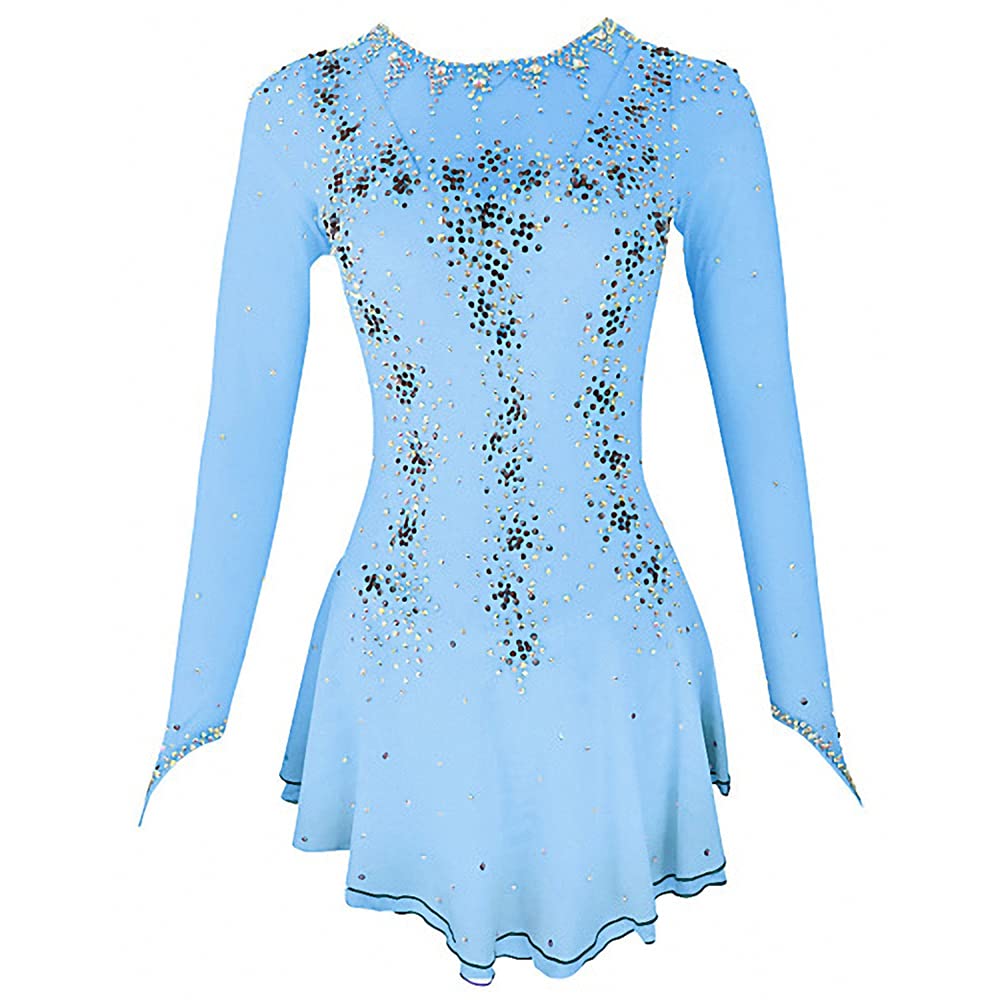 Elegant Purple & Yellow Halo Dye Spandex Ice Skating Dress with Handmade Crystals - Long Sleeve Figure Skating Costume for Competitions & Performances