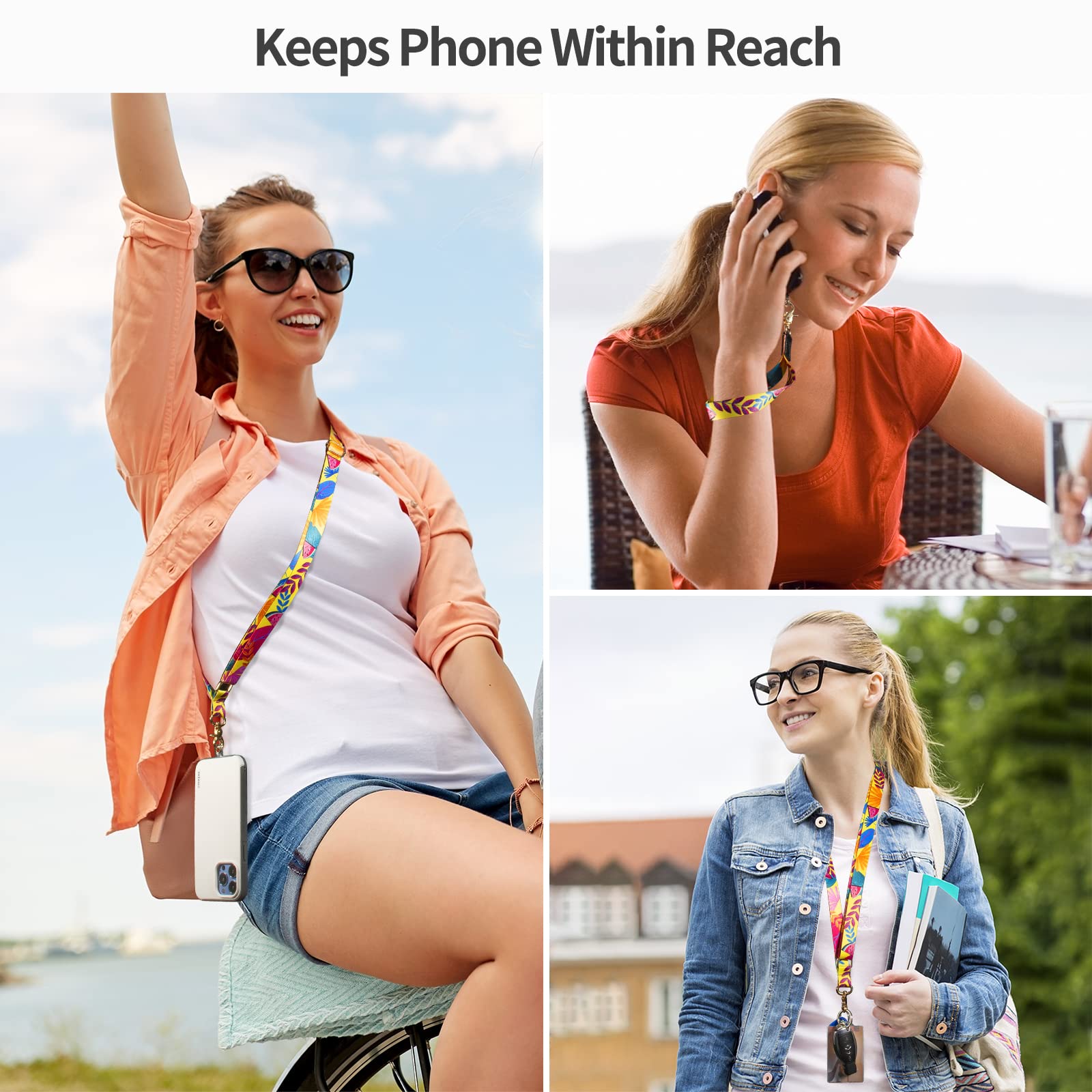 Universal Adjustable Phone Lanyard - Crossbody & Wrist Strap for iPhone, Keys, ID Badges - Secure Hands-Free Carrying for Work, Travel & Outdoor Activities