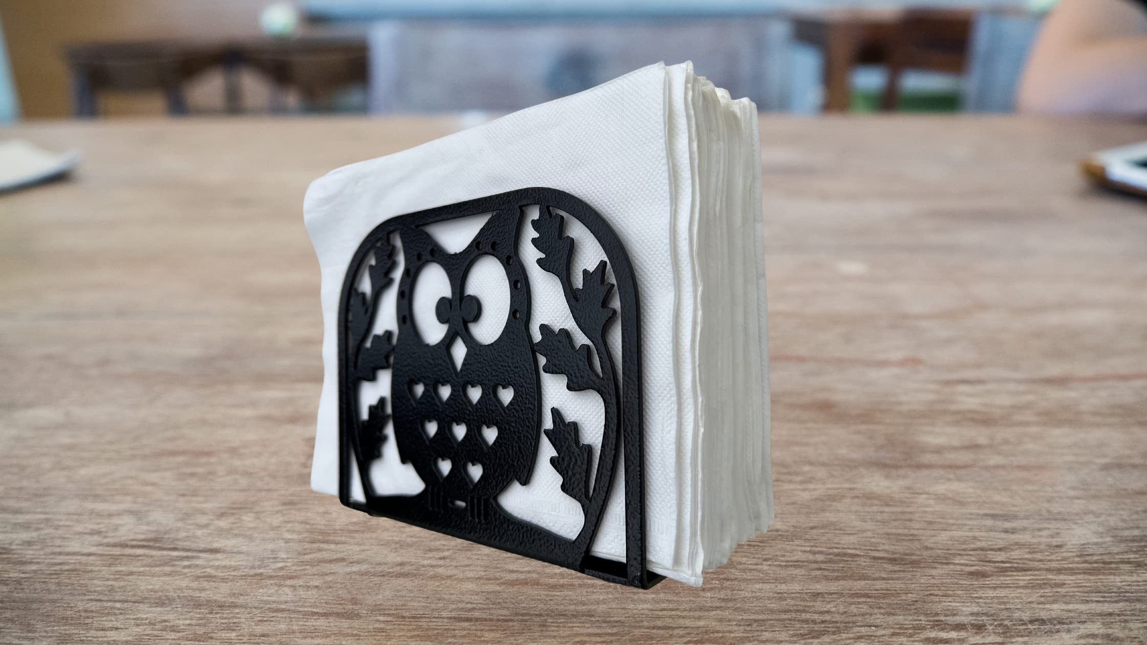 Modern Owl Napkin Holder Dispenser - Farmhouse Style Kitchen & Dining Table Decor, Paper Napkin & Tissue Organizer for Home, Restaurant, and Party Use