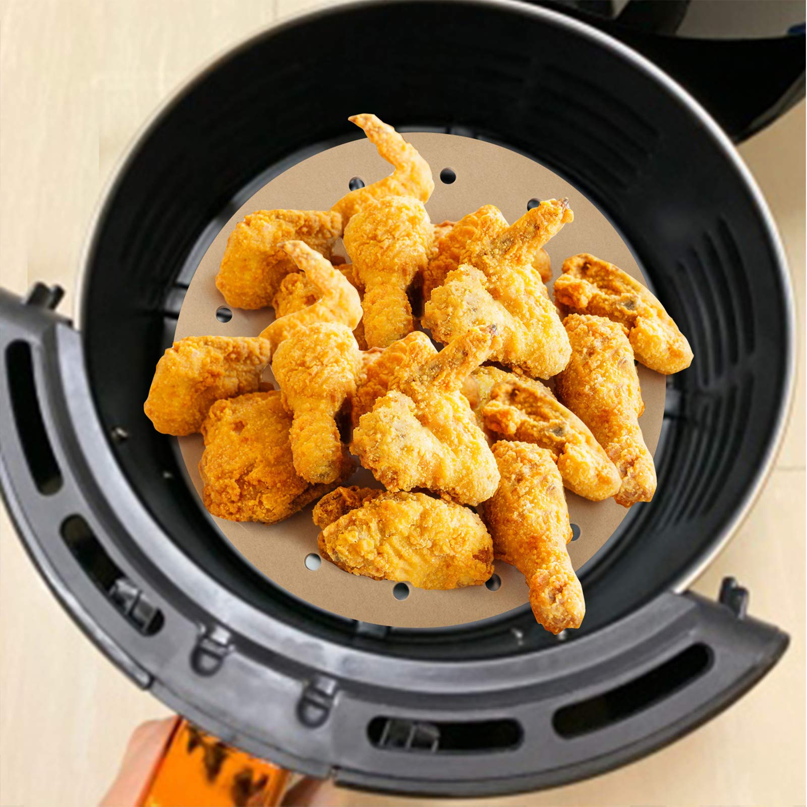 Beasea 12 Inch Air Fryer Parchment Paper Liners - 200pcs Unbleached Round Sheets for Air Fryer, Steaming Basket & Cooking - Perfect for Healthy Frying, Baking & Meal Prep