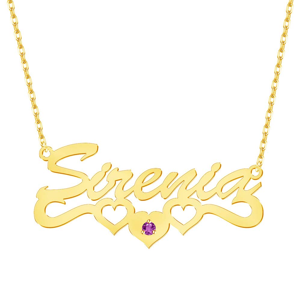 Novgarden Personalized Sterling Silver Name Necklace - Custom Nameplate with Birthstone | Elegant Gift for Women, Mom, Wife | Perfect for Birthdays, Anniversaries & Special Occasions