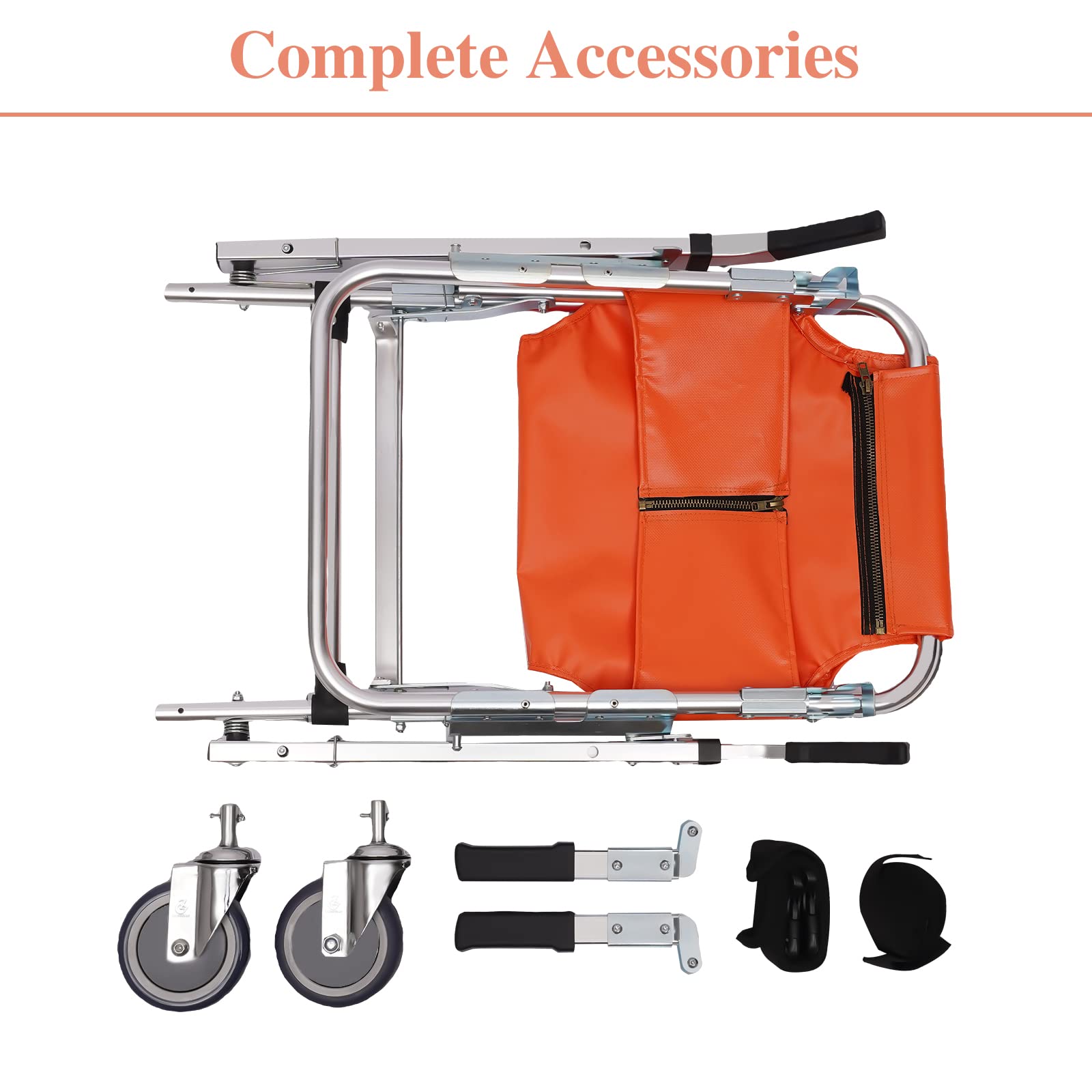 Portable Aluminum Alloy Folding Stair Chair - 350lbs Capacity Manual Lift Chair for Elderly Transfer & Emergency Evacuation | Home Mobility Aid & Hospital Stair Climbing Assist (USA Stock)