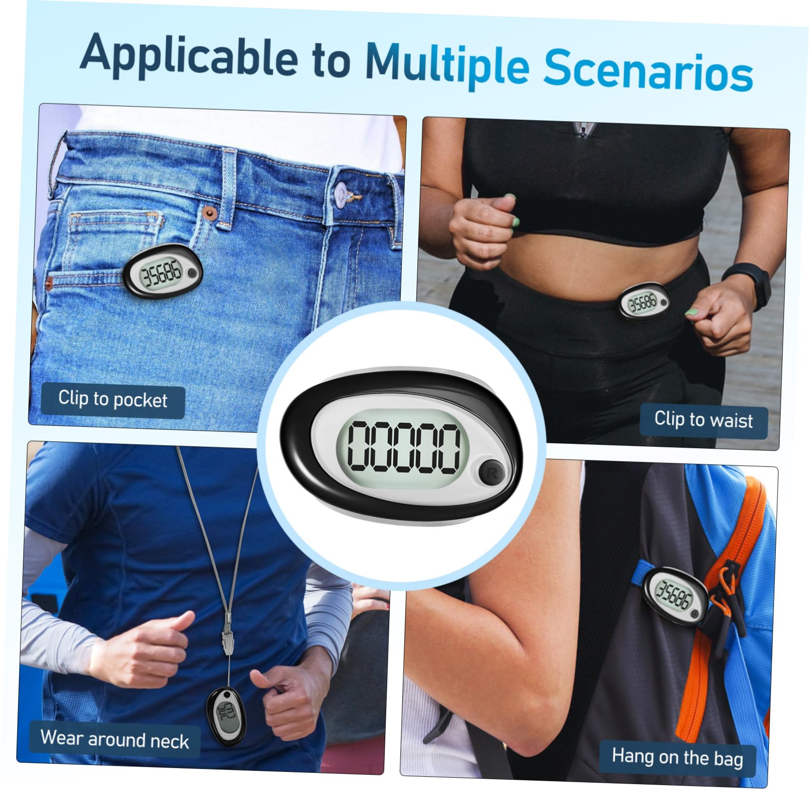WOONEKY 3D Step Counter - Clip On Portable Pedometer with Lanyard for Walking, Running & Fitness Tracking | Perfect for Hikers, Joggers and Daily Activity Monitoring