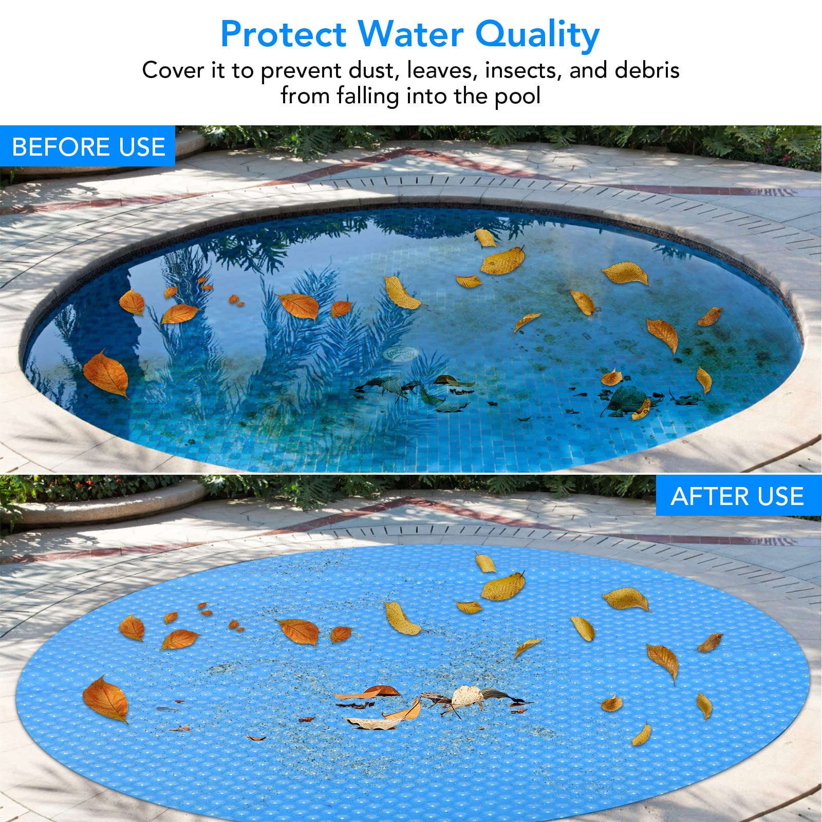 Towallmark 16ft x 32ft Rectangle Solar Pool Cover - 200μm Thick Heat Retention Blanket for In-Ground & Above-Ground Swimming Pools | UV Resistant, Energy Saving | Perfect for Summer, Winter Pool Protection & Temperature Maintenance