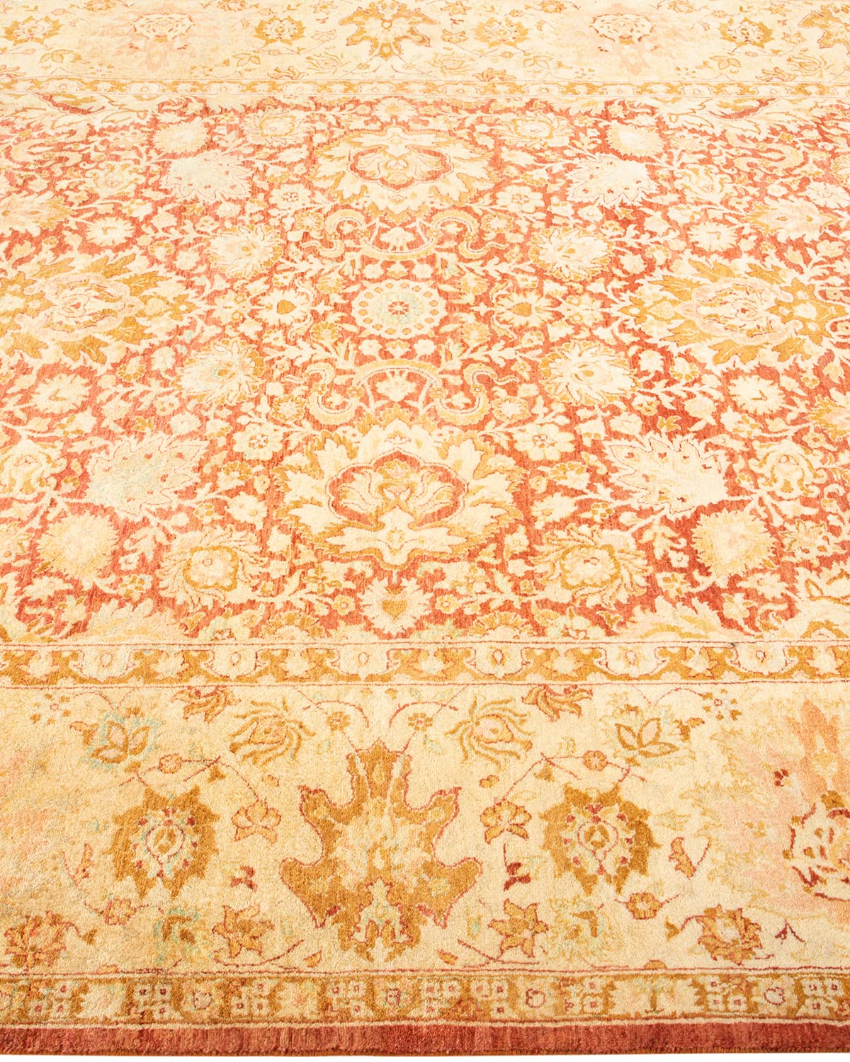 Handmade Traditional Floral Mogul Pink Wool Area Rug 6x9 - One of a Kind Hand Knotted Solo Rugs for Living Room, Bedroom & Home Decor