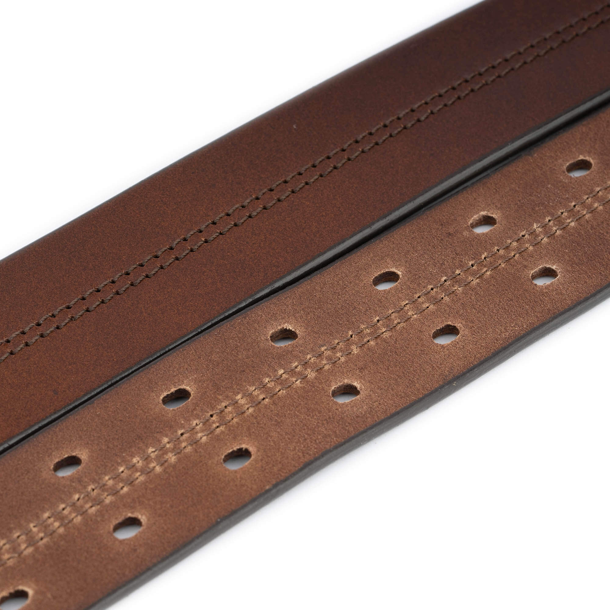 Premium Brown Genuine Leather Men's Belt with Double Hole & Two-Prong Buckle - Classic Dress Belt for Business, Casual & Formal Wear