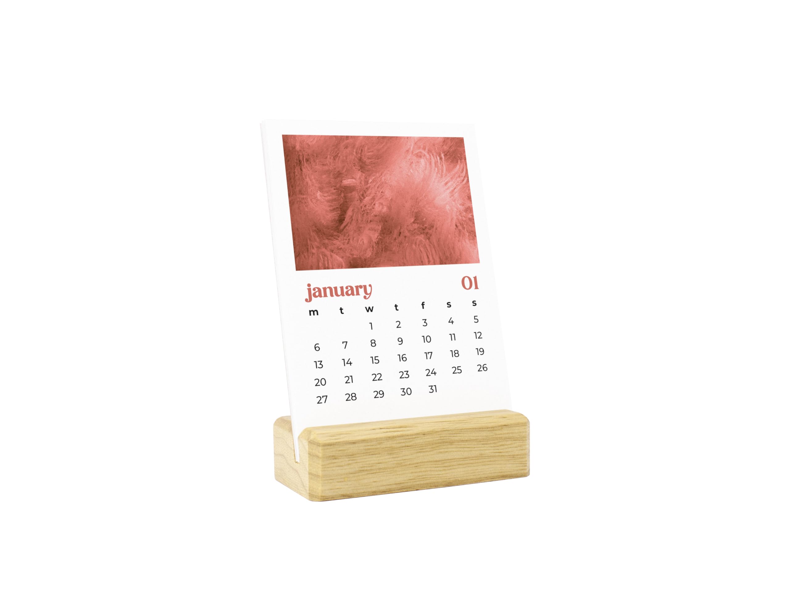 2025 Mini Desk Calendar with Wooden Stand - Abstract Oil Painting Art Yearly Planner | Perfect for Office, Home Decor & Gift Giving