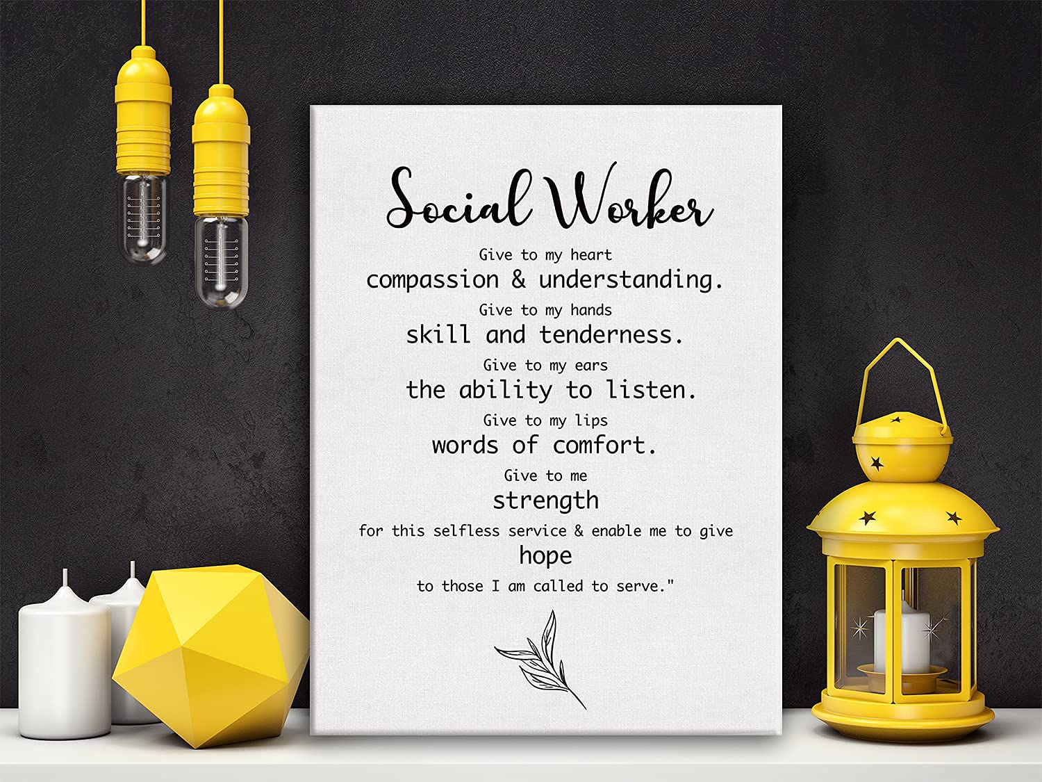 Inspiring Social Worker Gifts for Women & Men - Motivational Quote Canvas Wall Art - Ready to Hang Home Office Living Room Decor - Perfect for Graduation, Birthday & Christmas - Includes Easel Stand - Ideal for Social Worker Appreciation, Office Motivation & Home Inspiration