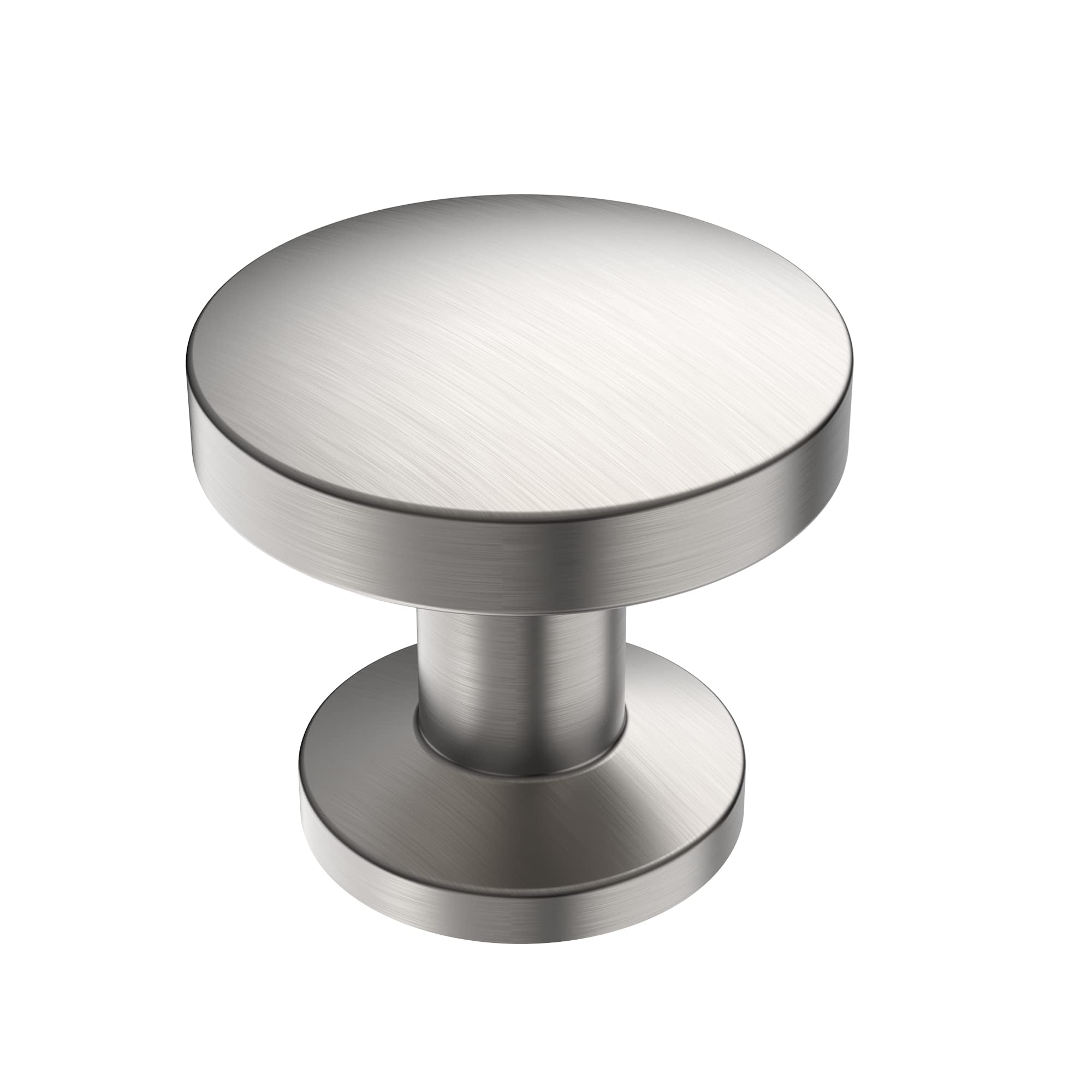 10 Pack Brushed Satin Nickel Cabinet Knobs - 1.1 Inch (30mm) Round Drawer Pulls for Kitchen, Bathroom & Furniture - Durable Hardware for Cabinets, Dressers & Storage (AL6044SN)