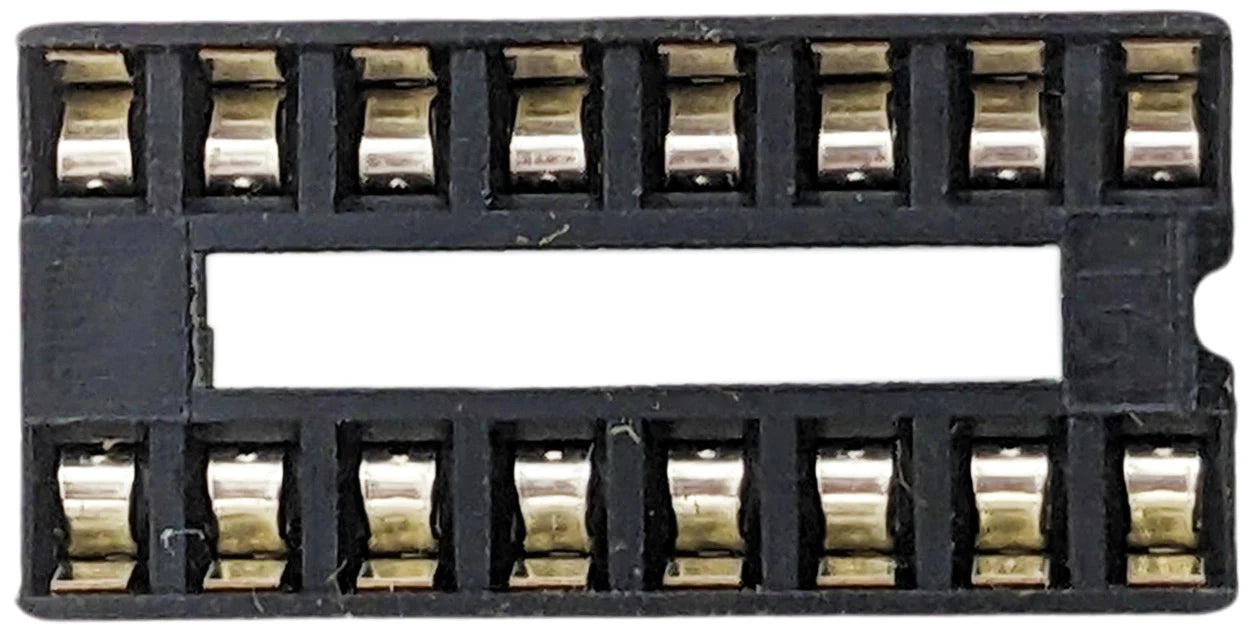 16 Pin Solder Tail Low Profile DIP IC Socket - 2.54mm Pitch, 7.6mm Row Spacing - Perfect for PCB Prototyping & Electronics Repair Projects