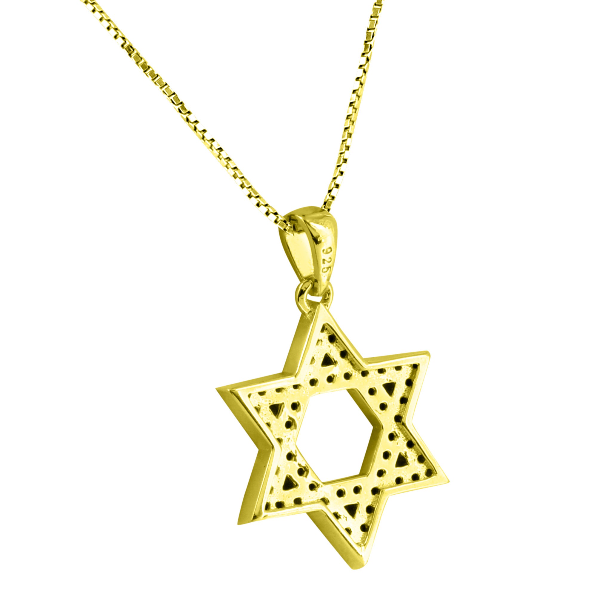 Star of David Pendant Necklace - 14K Gold Plated Sterling Silver with Lab Diamonds (0.9ct) - Perfect for Hanukkah Gifts, Jewish Holidays & Everyday Elegance