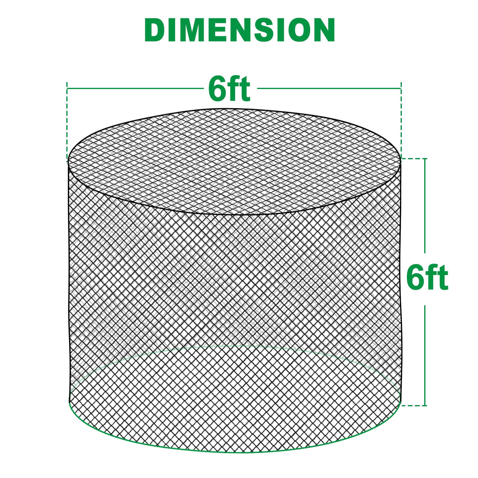 Tongmo 6x6 ft Round Bale Hay Net for Horses, Cattle & Livestock - 2 Inch Hole Slow Feeder Hay Net - Perfect for Pasture, Barn & Stable Feeding