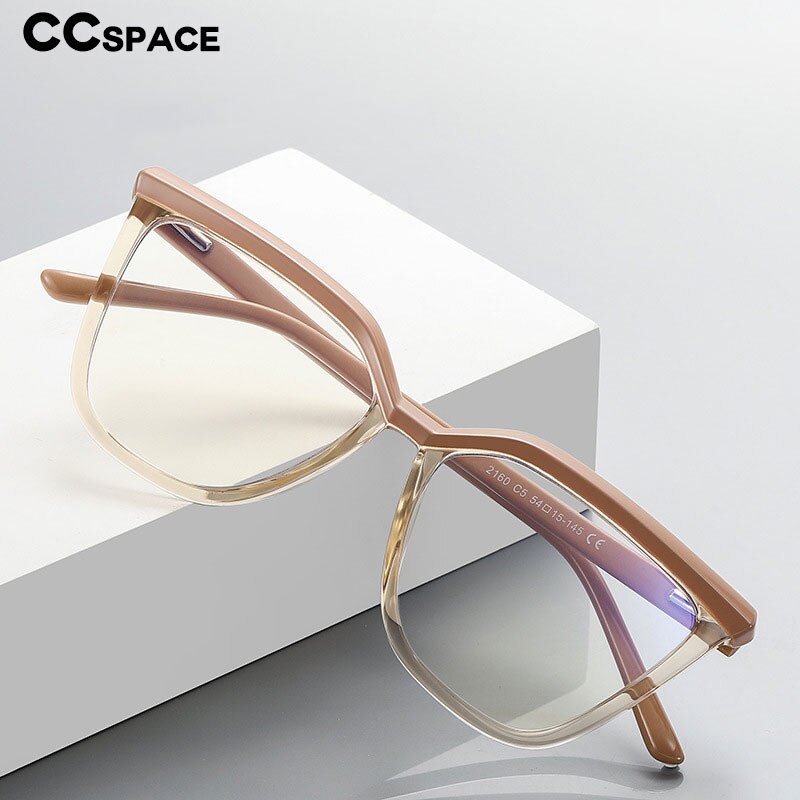 CCspace Unisex Full Rim Square Cat Eye Titanium Eyeglasses Frame - Lightweight Durable TR90 Material (Model 54423) for Work, Reading & Fashion Accessories